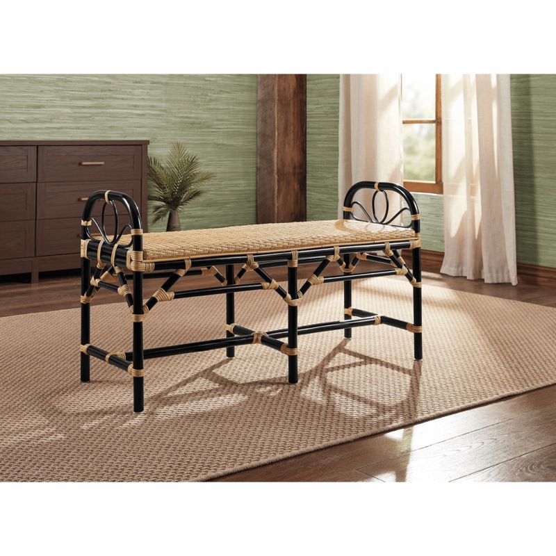 Camila Rattan Bench - MIDNIGHT VELVET CATALOG