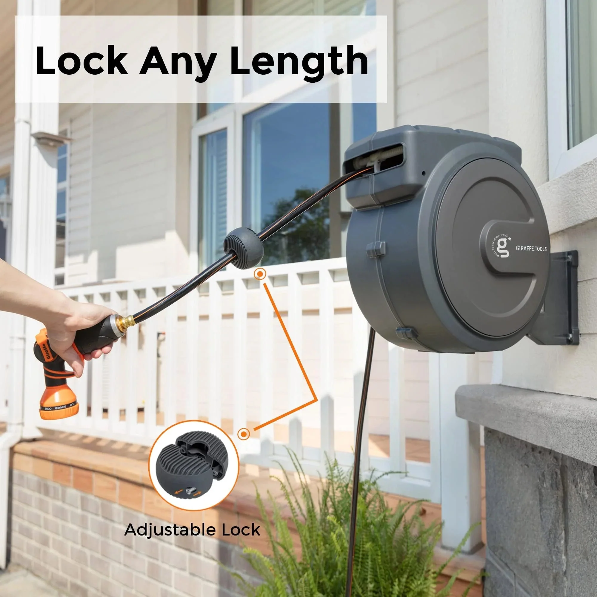 Heavy Duty Wall-Mounted Retractable Garden Hose Reel, 1/2 Inch x 78 ft - Image 6 Heavy Duty Wall-Mounted Retractable Garden Hose Reel, 1/2 Inch x 78 ft - Image 6