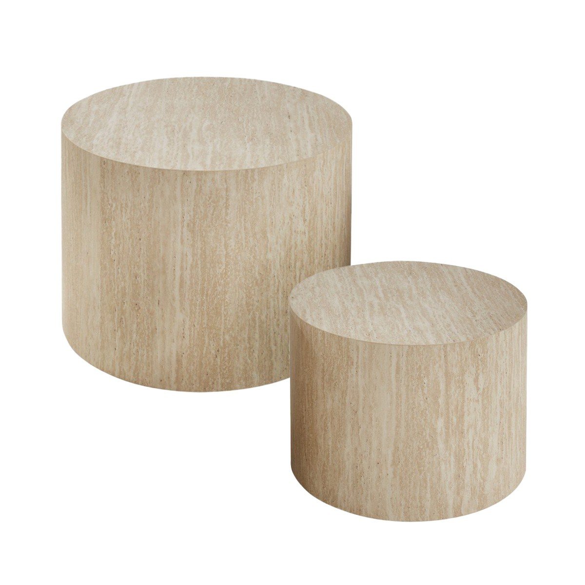 Calicosy - MAIA Set van 2 ronde salontafels - H38 cm - Beige