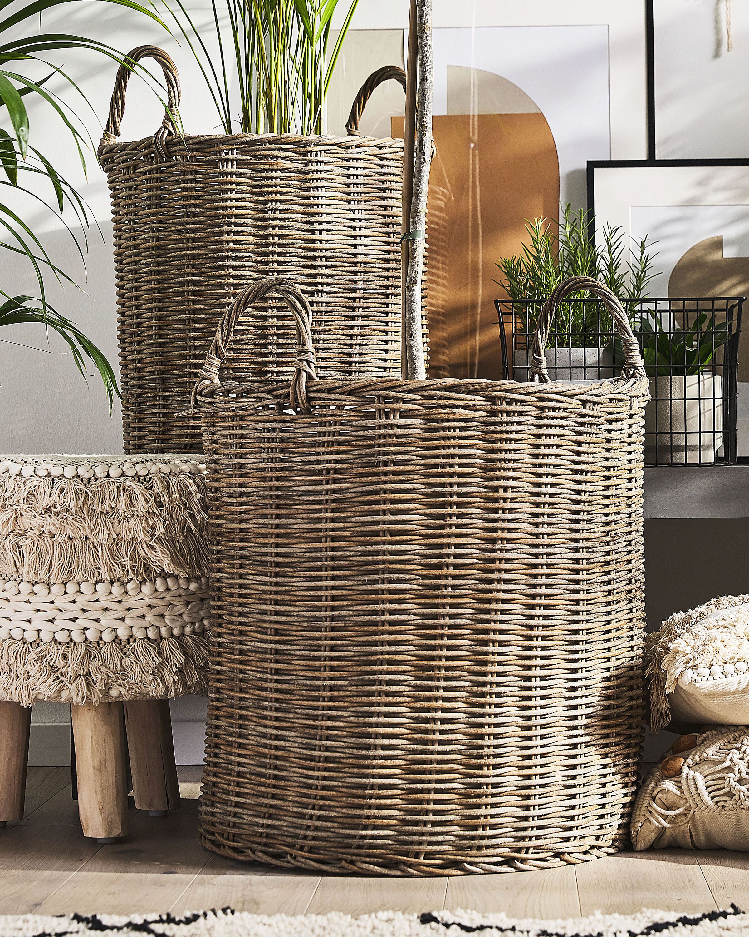 Set of 2 Wicker Planters BITOLA PE Rattan 40/48 cm Brown