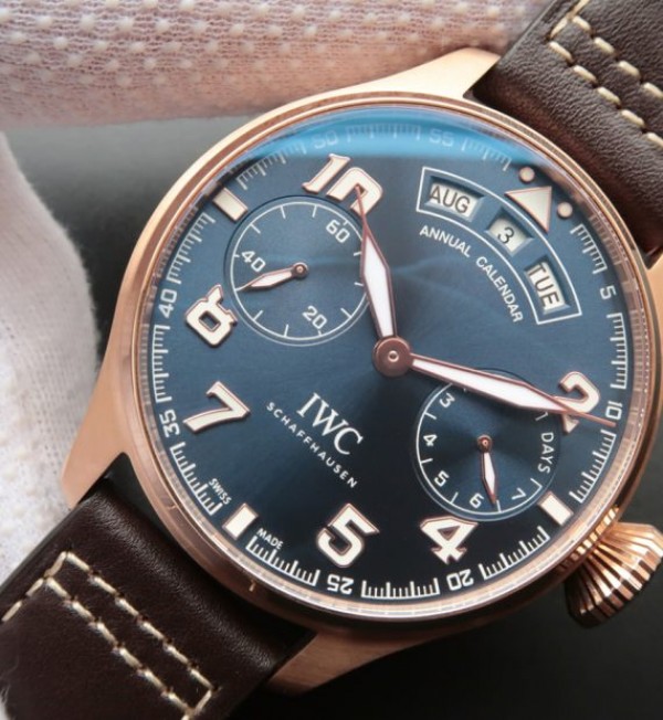 Replica IWC ZF Big Pilot IW502701 RG Blue Dial Leather Strap - Elite Watch Atelier