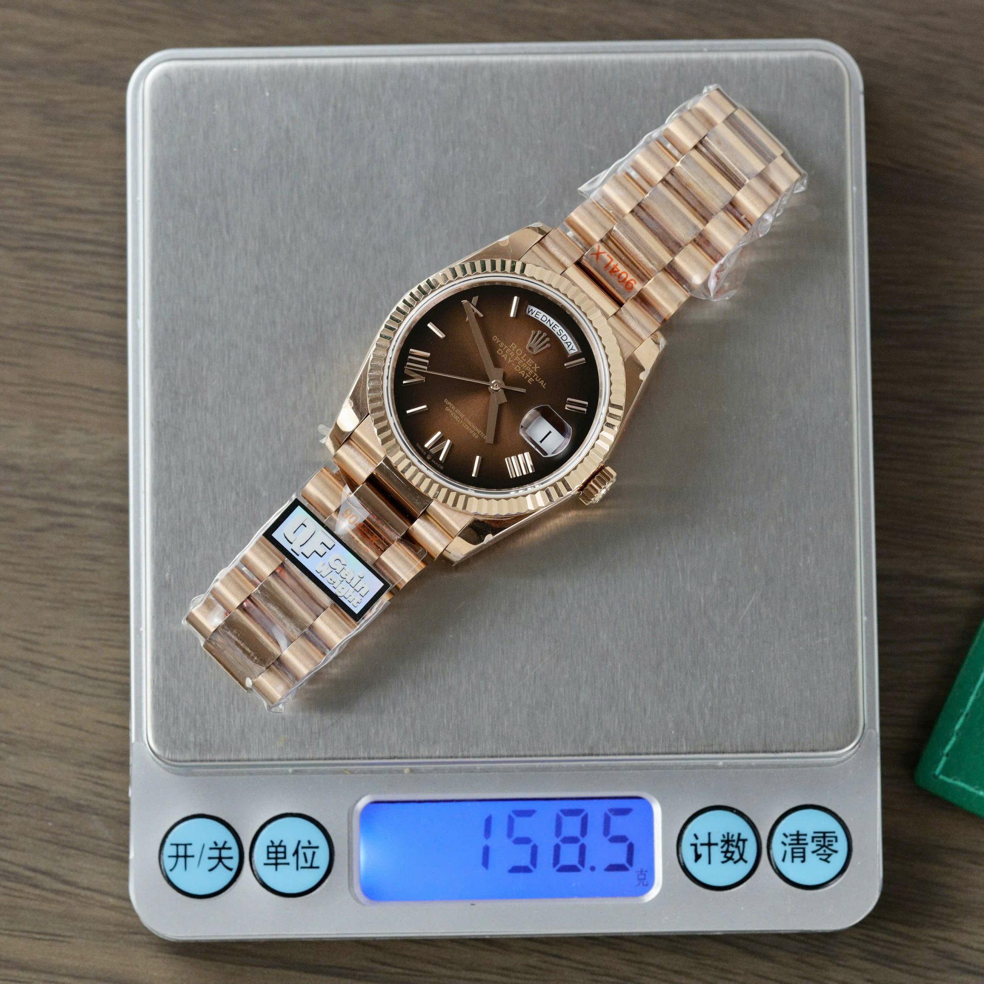 Rolex Day-Date 128235 Replica Watch Dial Chocolate Weight 158gram QF Factory 36mm - Elite Watch Atelier