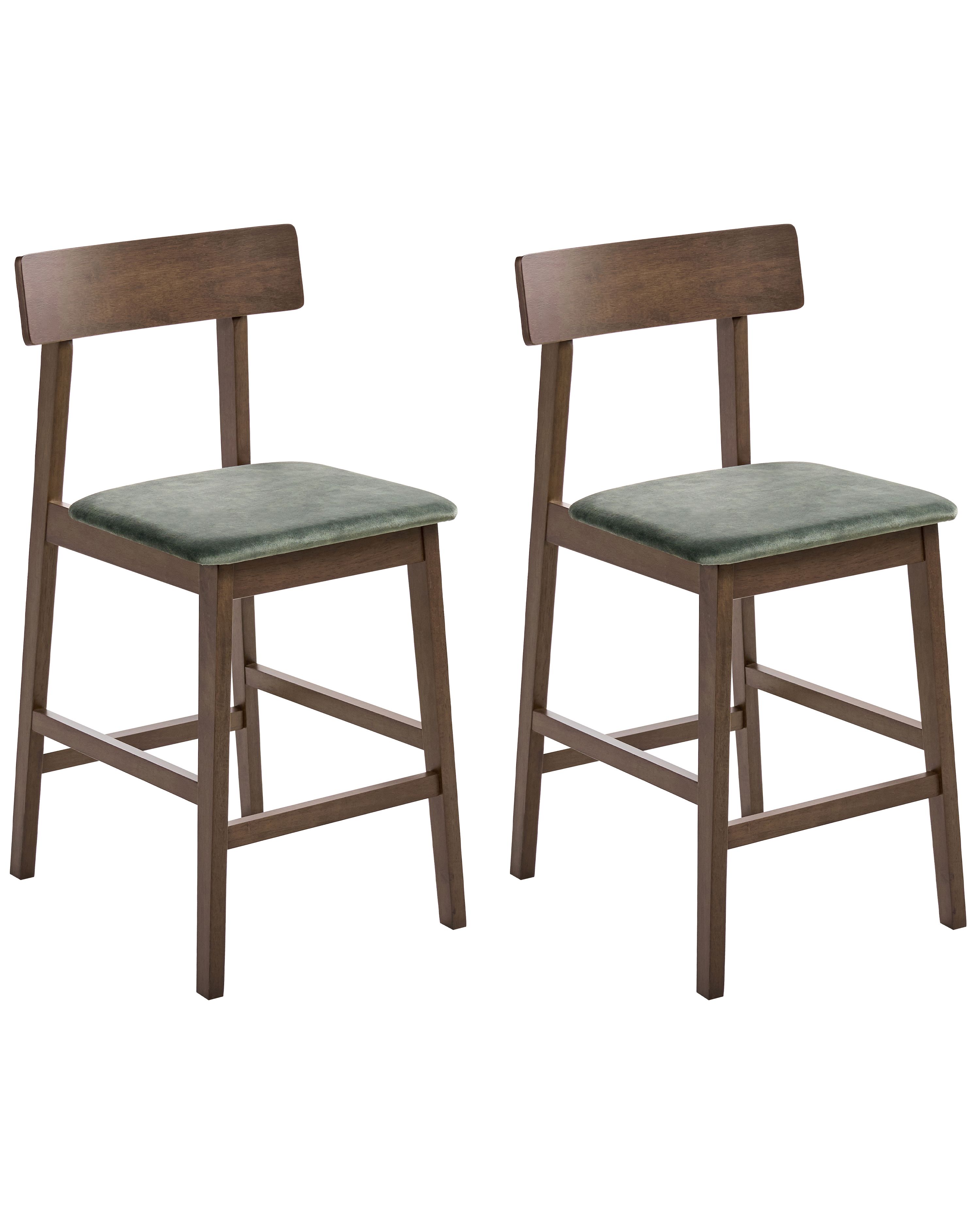 Set of 2 Bar Chairs ISANTI Wood Dark Brown/ Green