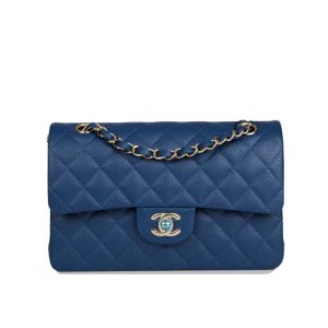 Chanel Classic Medium Blue Lambskin Rainbow Hardware – CB0311:1High-quality replica
