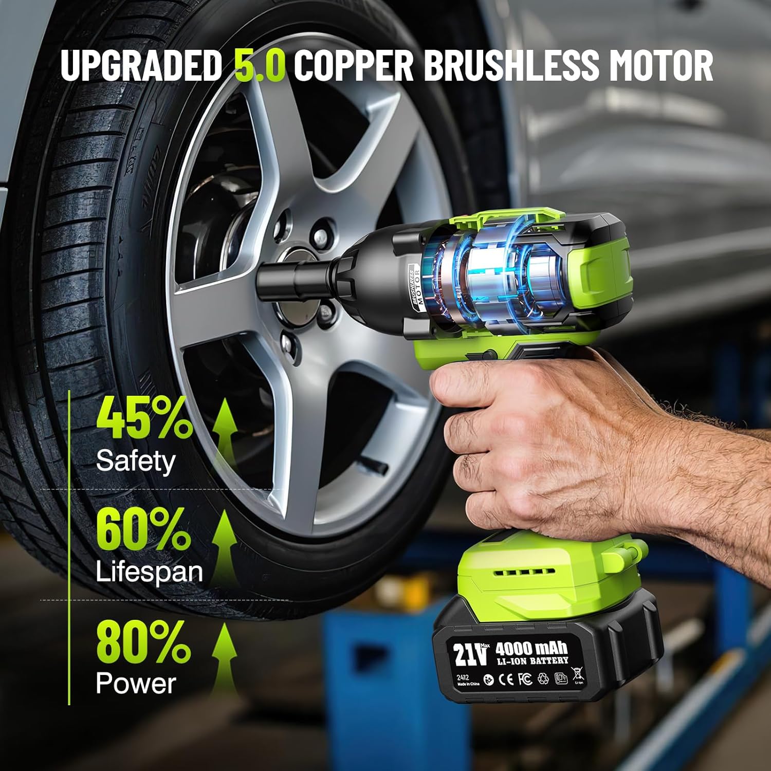 Robustrue Cordless Impact Wrench, 885Ft-lbs (1200N.m) 1/2
