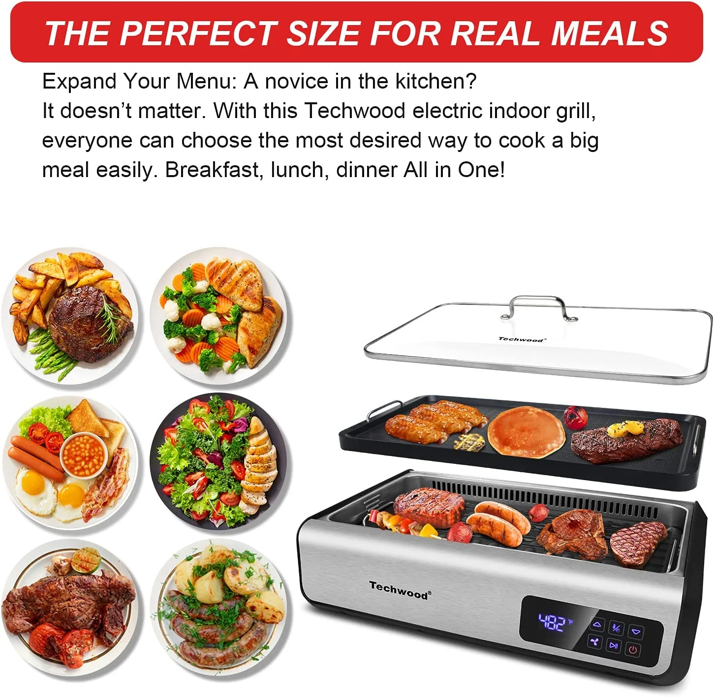 Techwood Indoor Smokeless Grill, 1500W, Black, Electric Portable Korean BBQ Grill with Tempered Glass Lid - Image 19