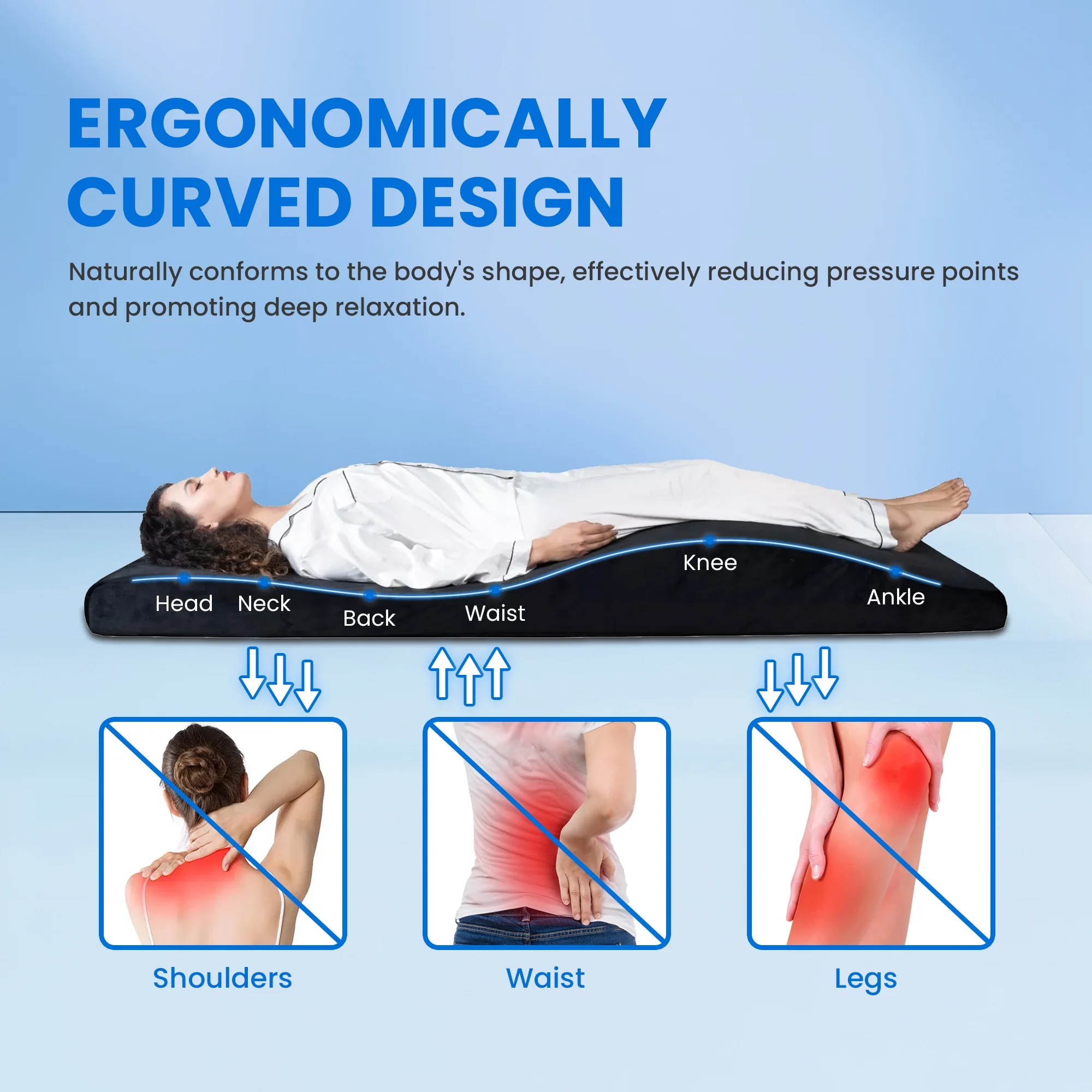 Lash Bed Foam Topper, Massage Table Memory Foam Topper, Ergonomic Curved Mattress Topper Lash Bed Cushion for Beauty Salon (71 Inches X 23.6 Inches(180cm X 60cm))