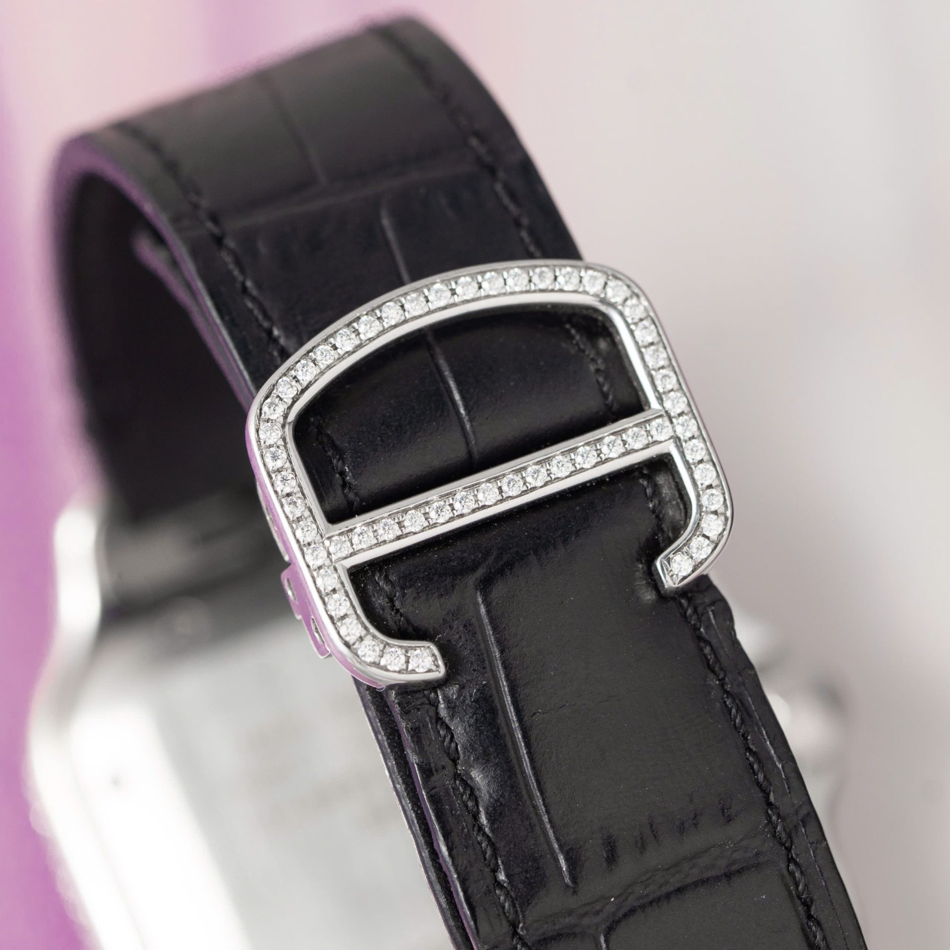 Cartier Santos With Moissanite Diamond Hong Kong Rep 11 Watch Leather Strap 39.8mm - Top club