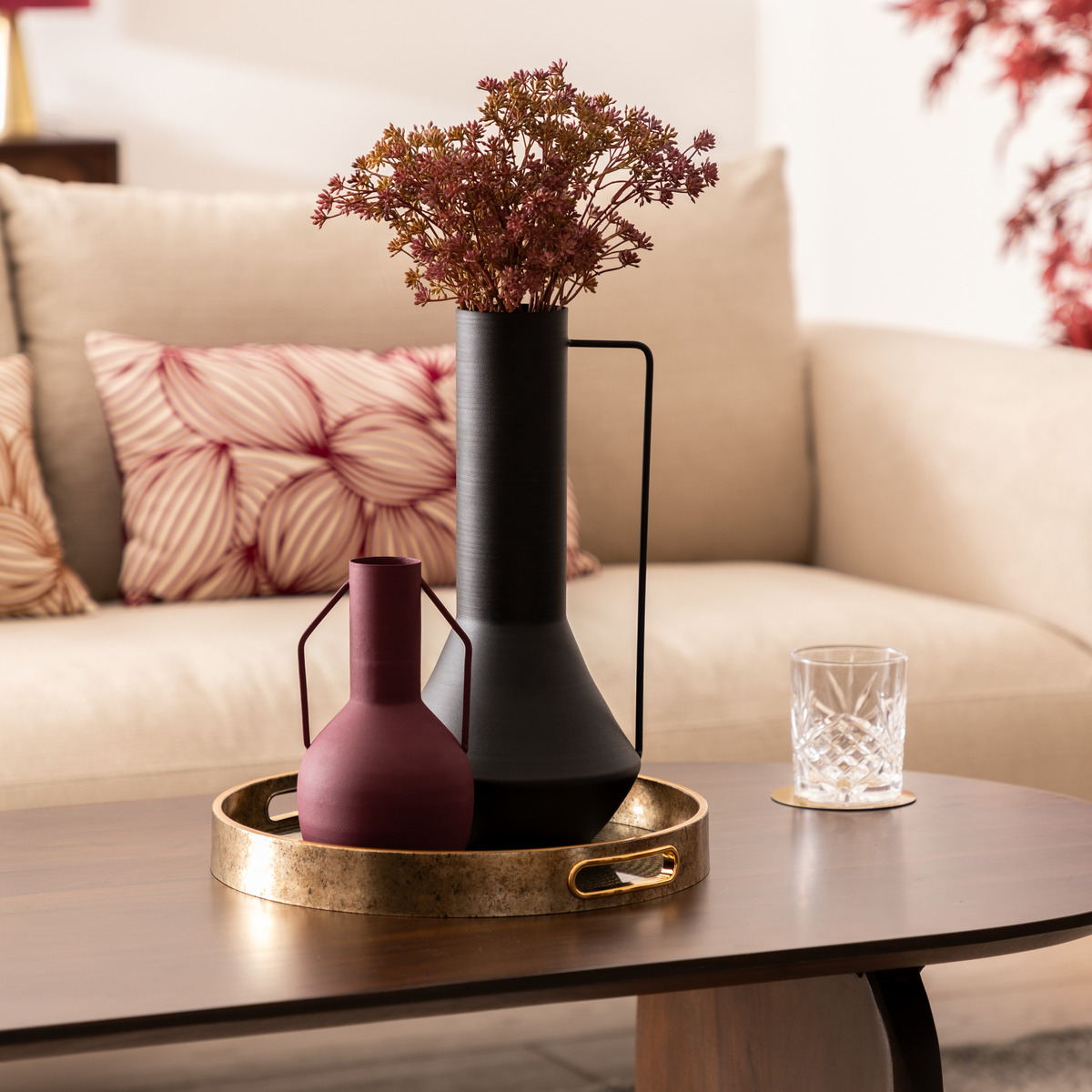 Metal vase "Sylvain" Black, H.35 cm