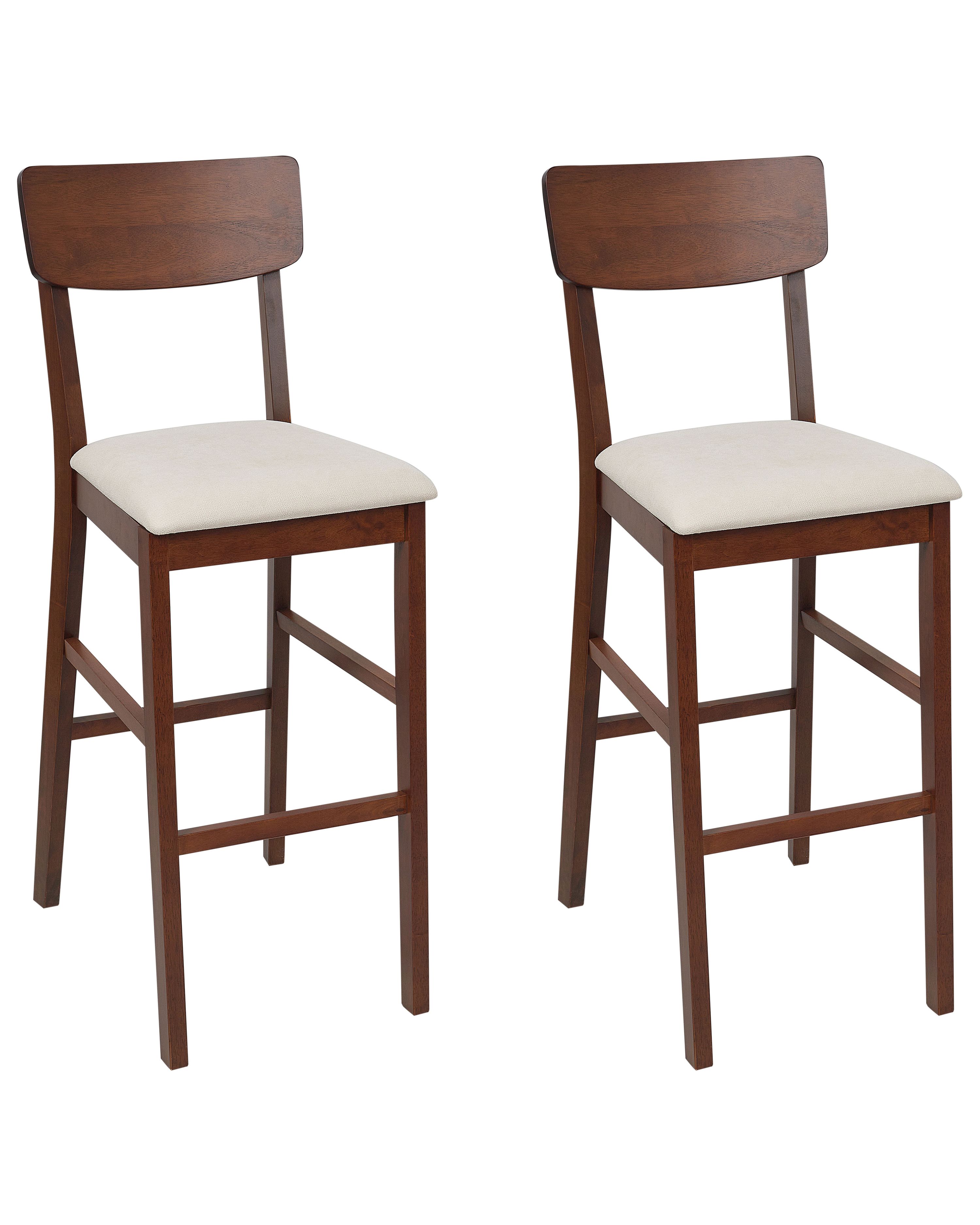 Set of 2 Bar Chairs AMBLER Dark Brown/ Beige