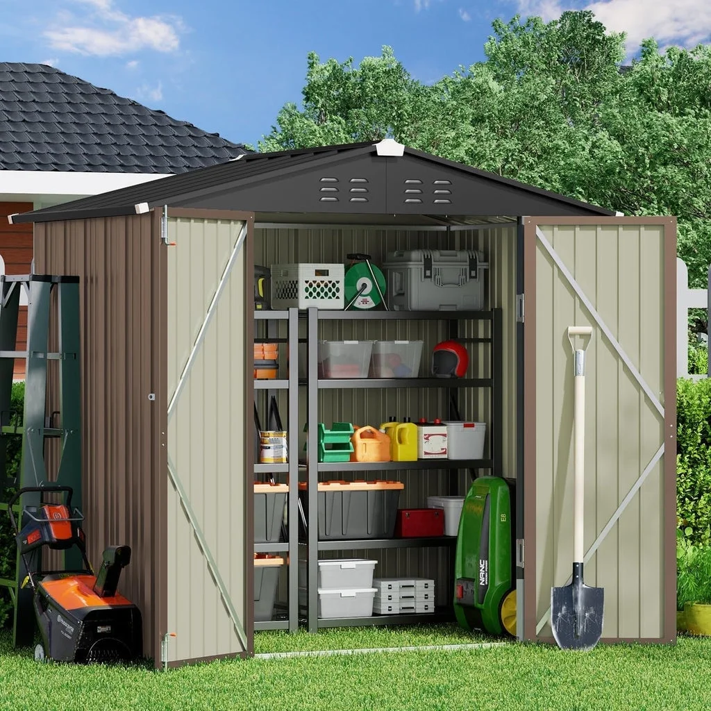 6' x 4' Outdoor Storage Shed on Sale, Aiho Shed & Outdoor Storage Clearance, Metal Storage Shed for Outside, Backyard, Garden & Patio - Dark Gray - Image 20