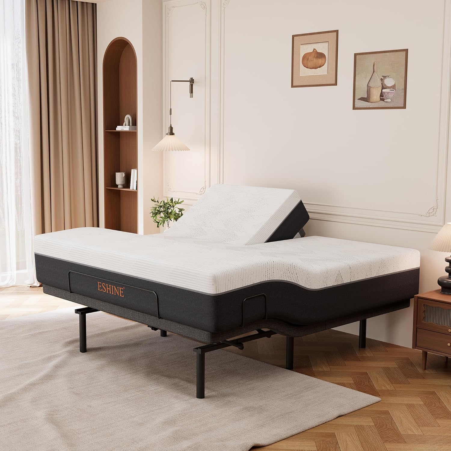 ESHINE Split Top King Adjustable Bed Frame with 14