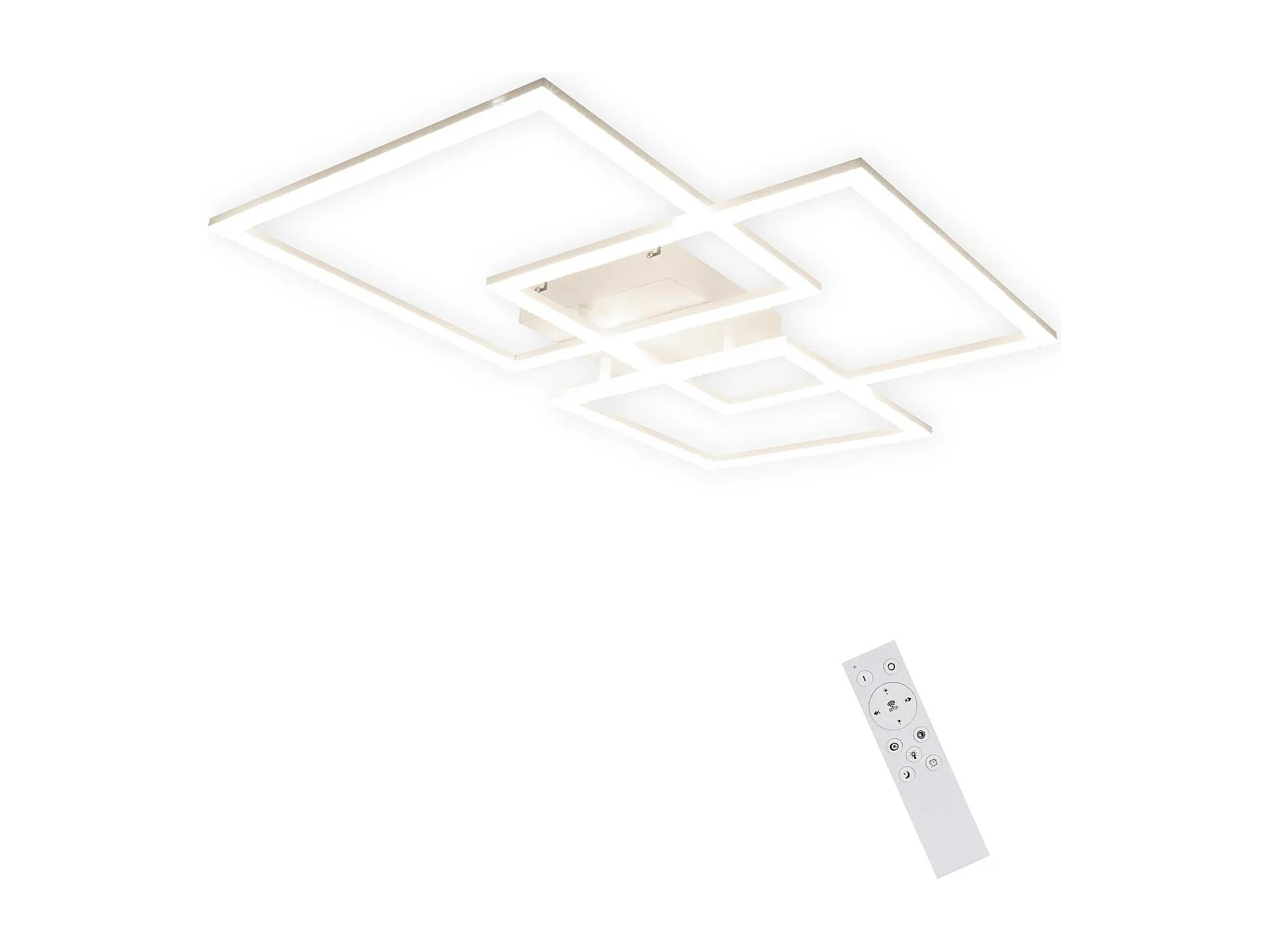 ZMH Plafonnier LED Design Carré en Cristal Blanc pour Salon avec Télécommande 82W