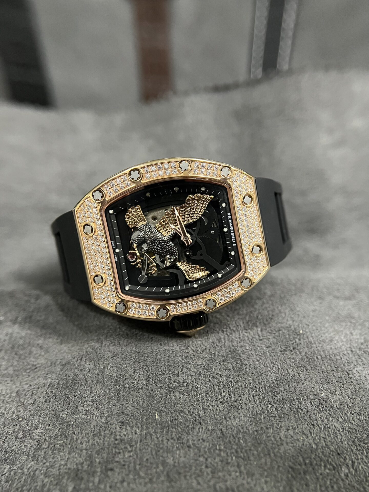 Richard Mille Replica Watch RM57-02 Falcon With Diamonds Bezel Rose Gold Case 42mm - Top club