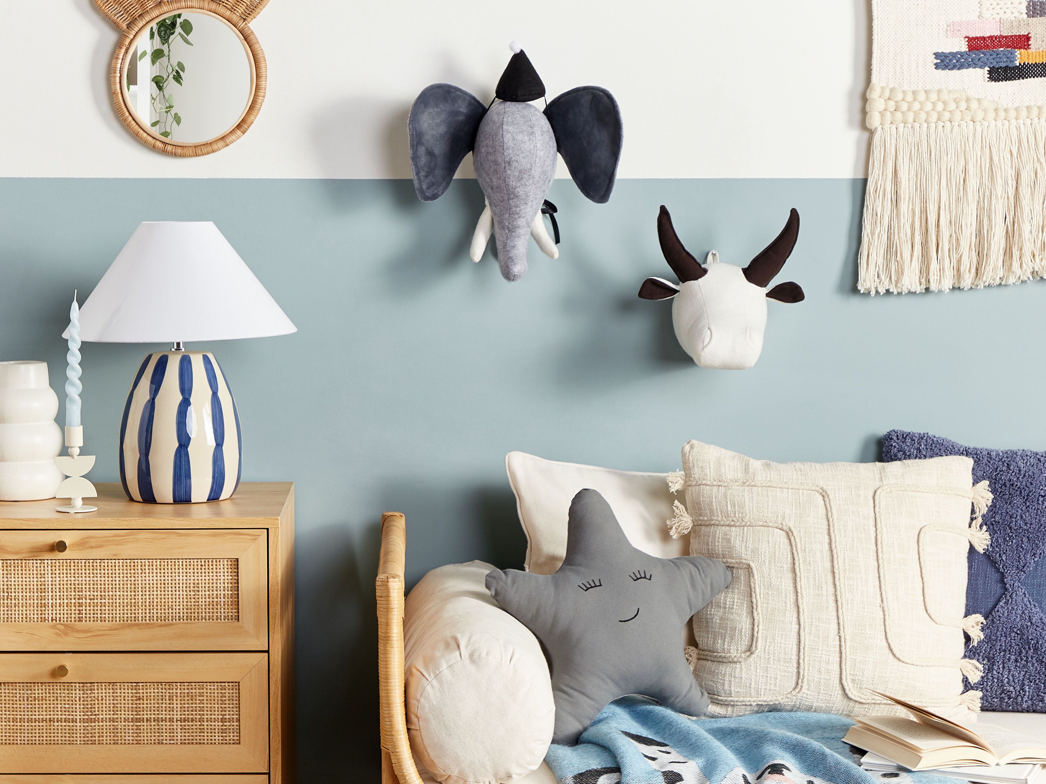 Kids Wall Decor Elephant BADOU Cotton 36 cm Grey