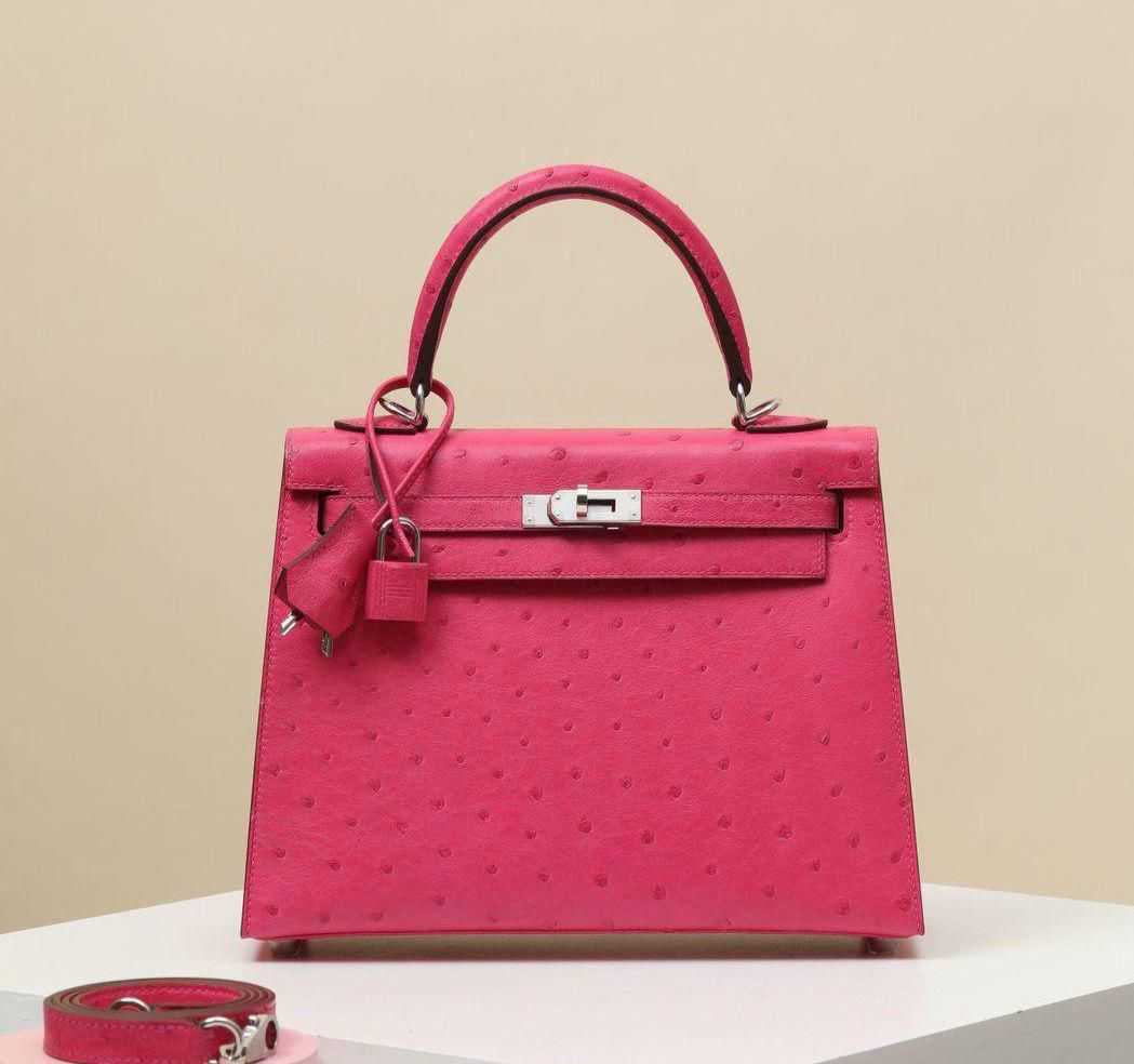 Hermès Kelly Sellier 25 Ostrich Palladium Hardware1:1High-quality replica