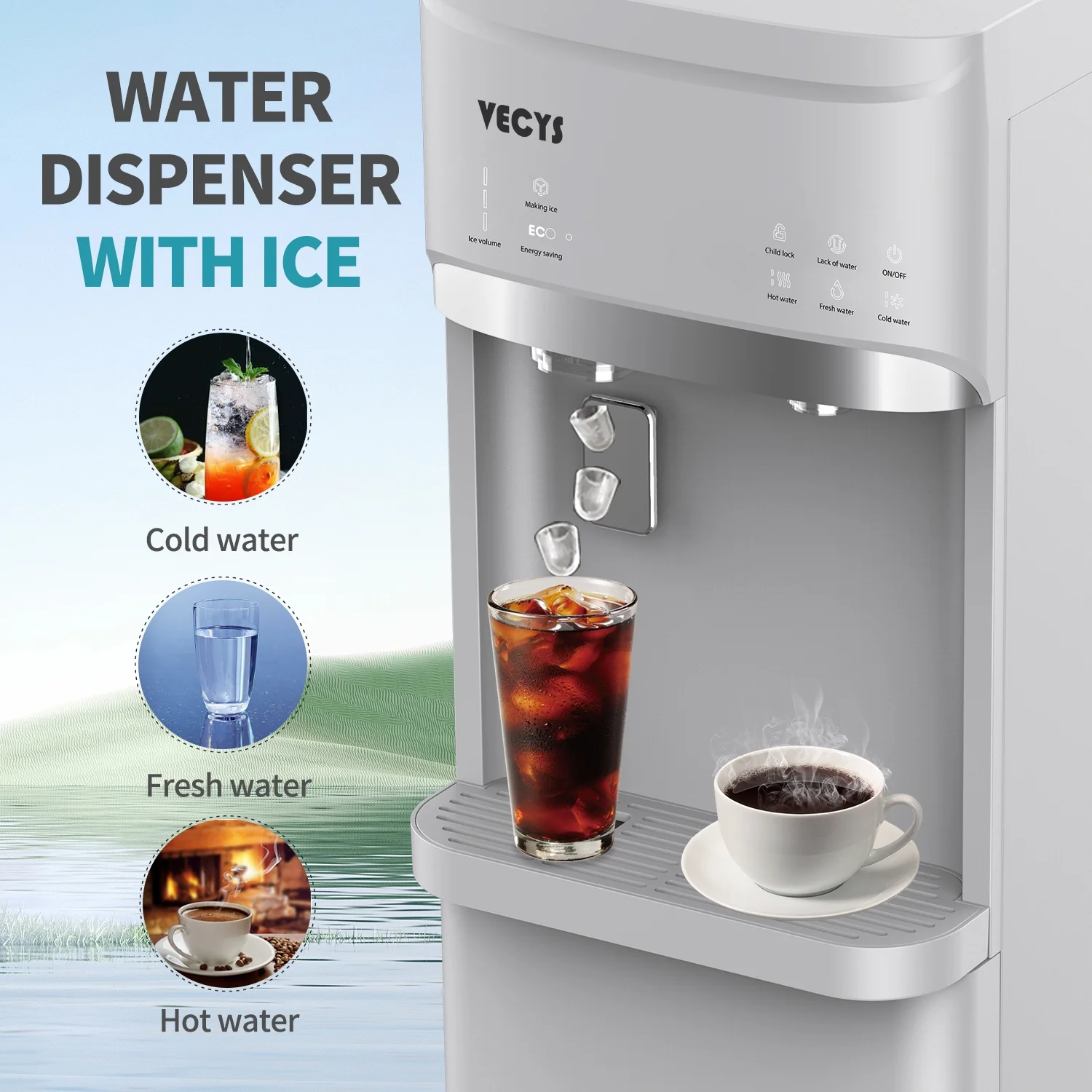 VECYS 5 gal Water Dispenser with Ice Maker, Self-clean & Child Lock - Image 11