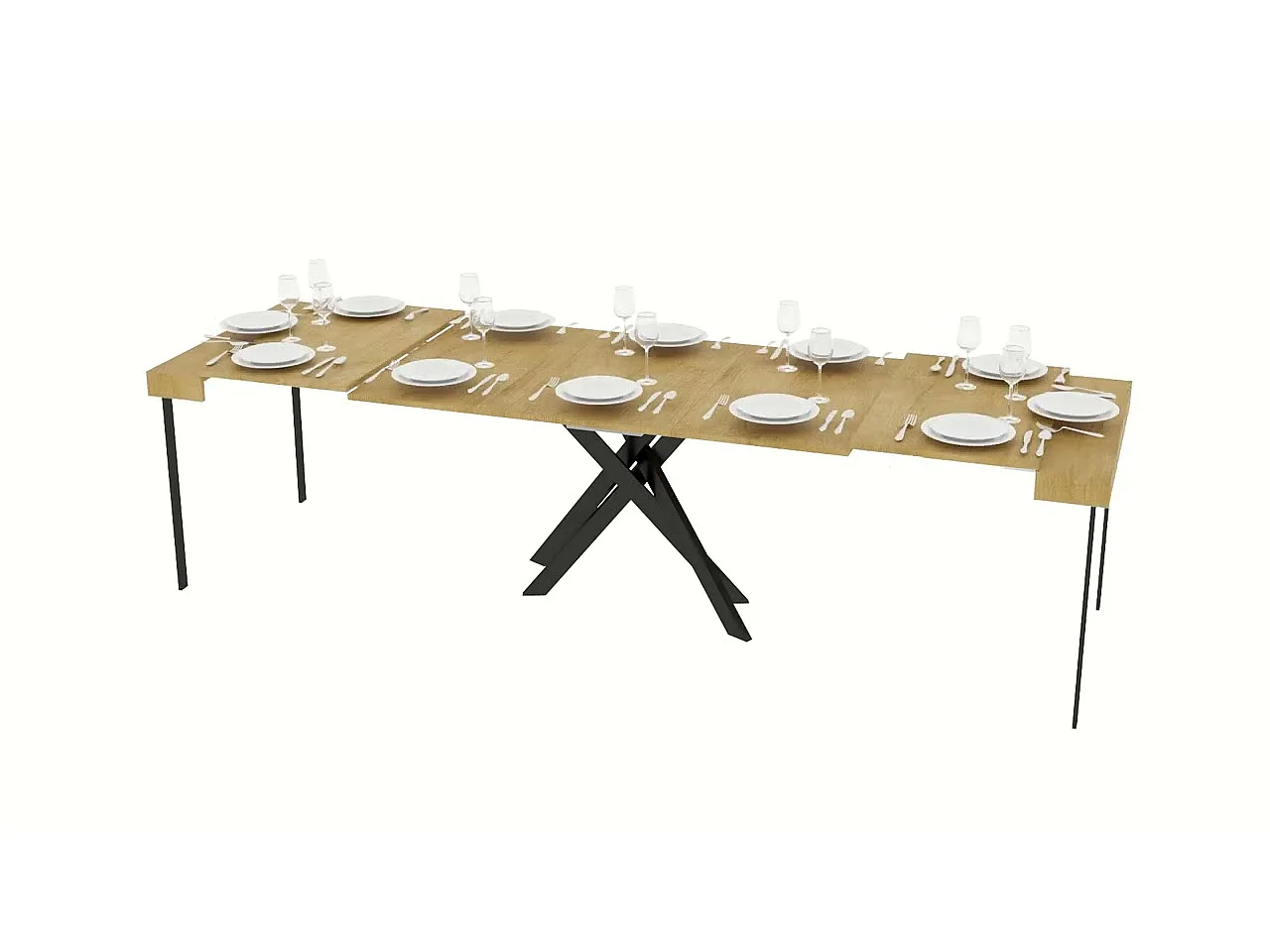 Console extensible 90x40/300 cm Saki Premium cachemire pieds anthracite