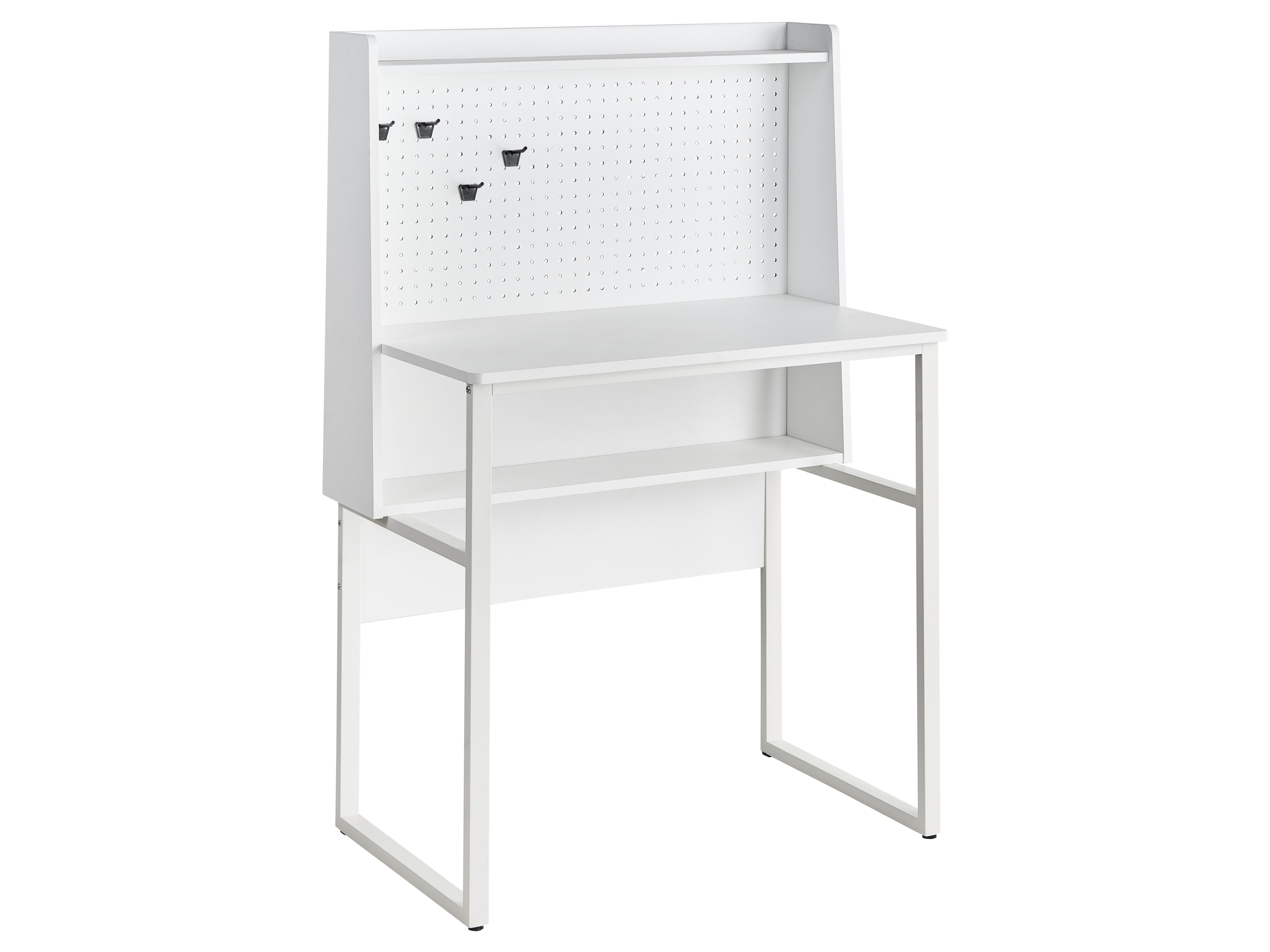 Home Office Desk with Pegboard BUXTON White 84 cm 48 cm