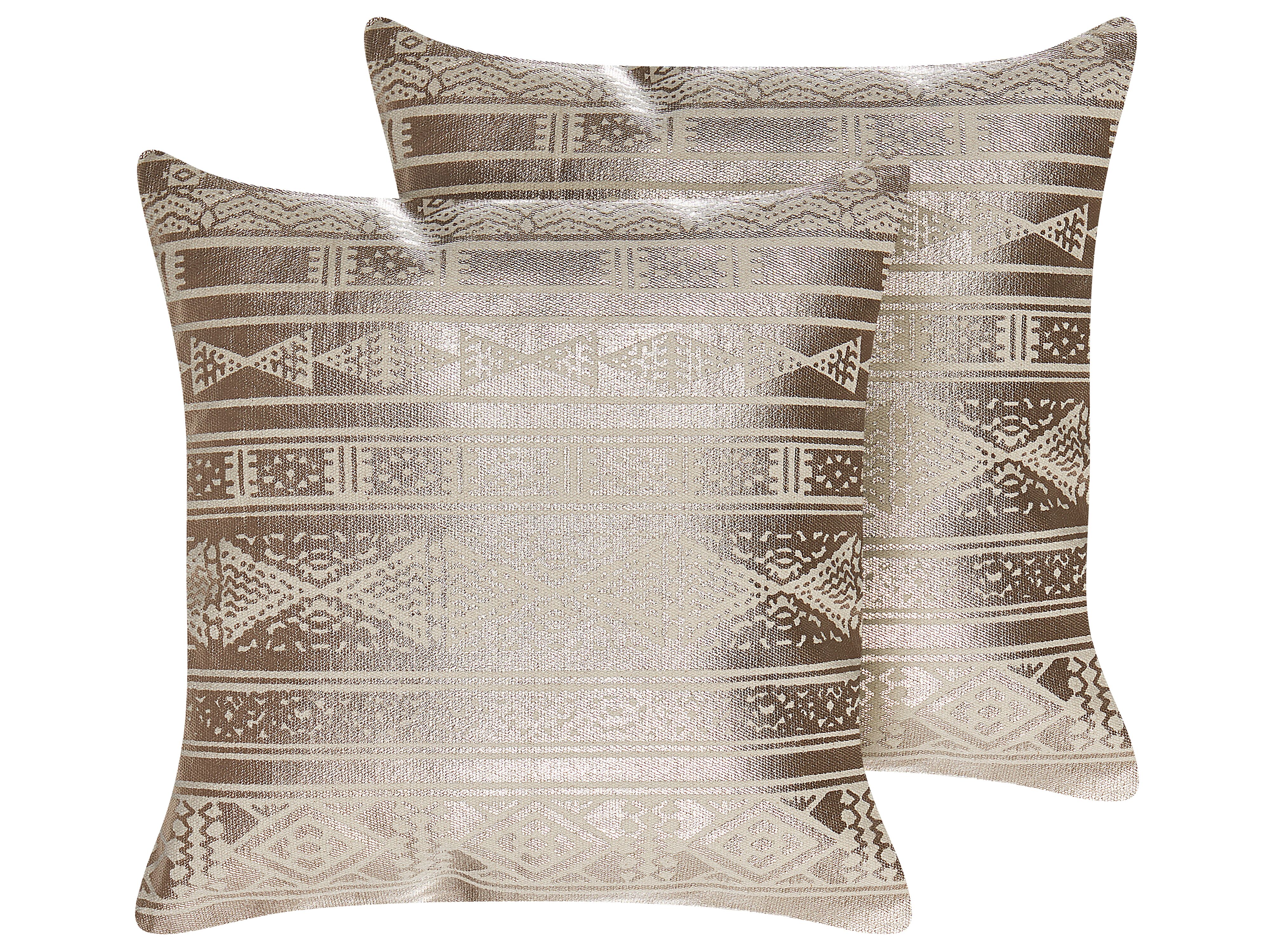 Set of 2 Decorative Cushions OUJDA Cotton 50 x 50 cm Rose Gold Geometric Pattern
