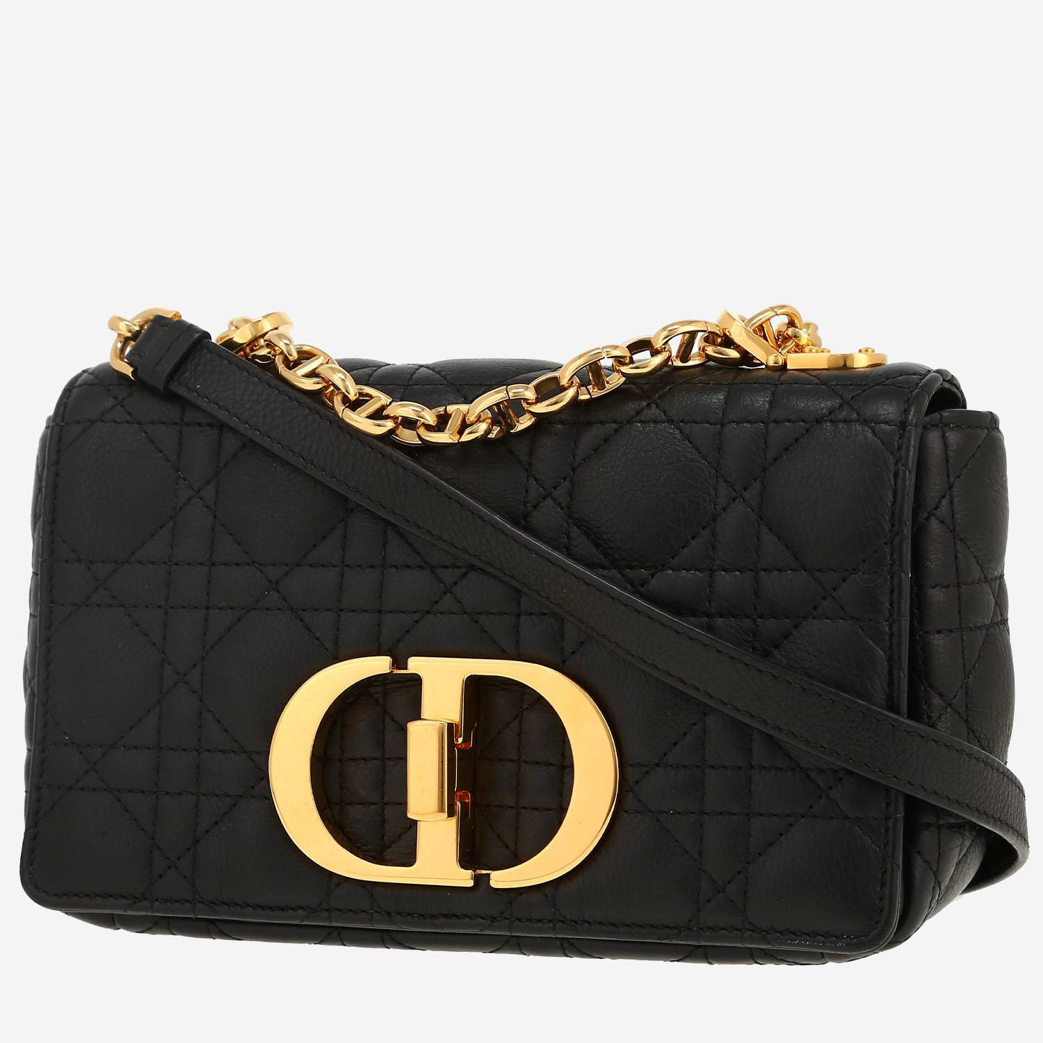 Dior Caro handbag in black leather cannage