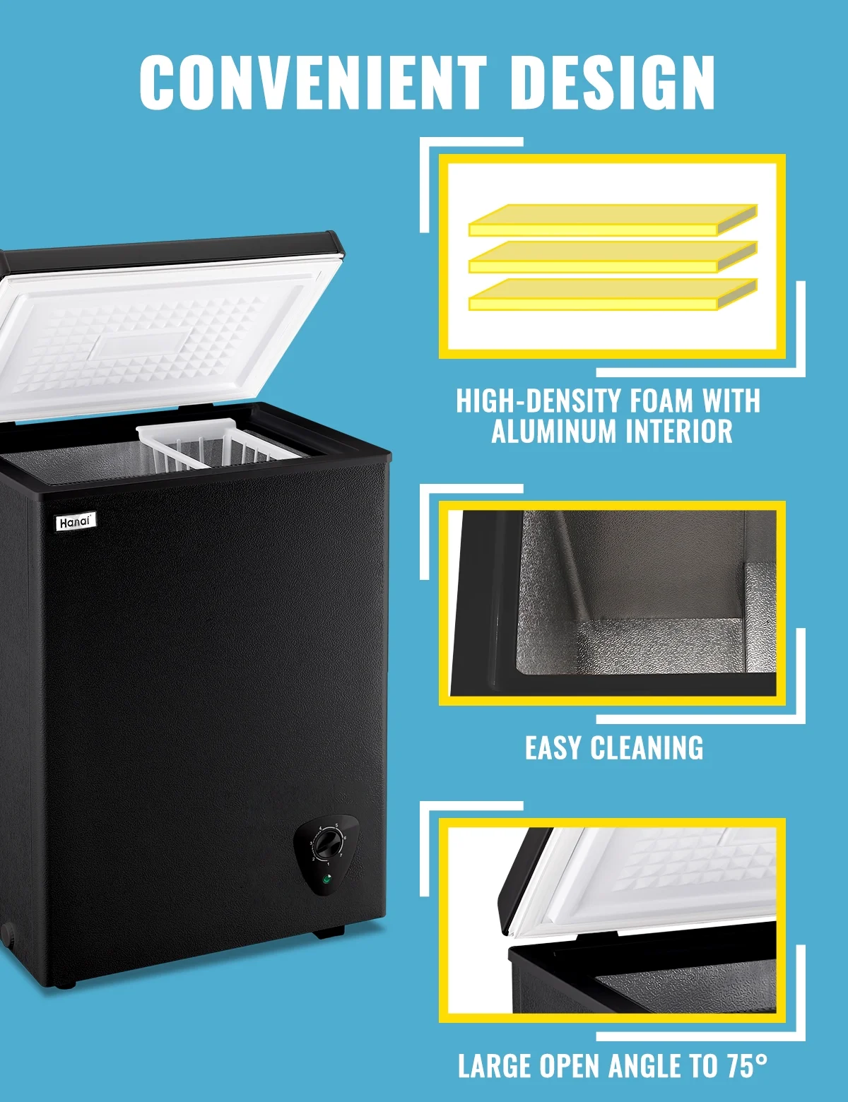 WANAI 3.5 Cu.ft Chest Freezer Small Deep Freeze with 7 Gears Temp Control Office Dorm Kitchen White - Image 31