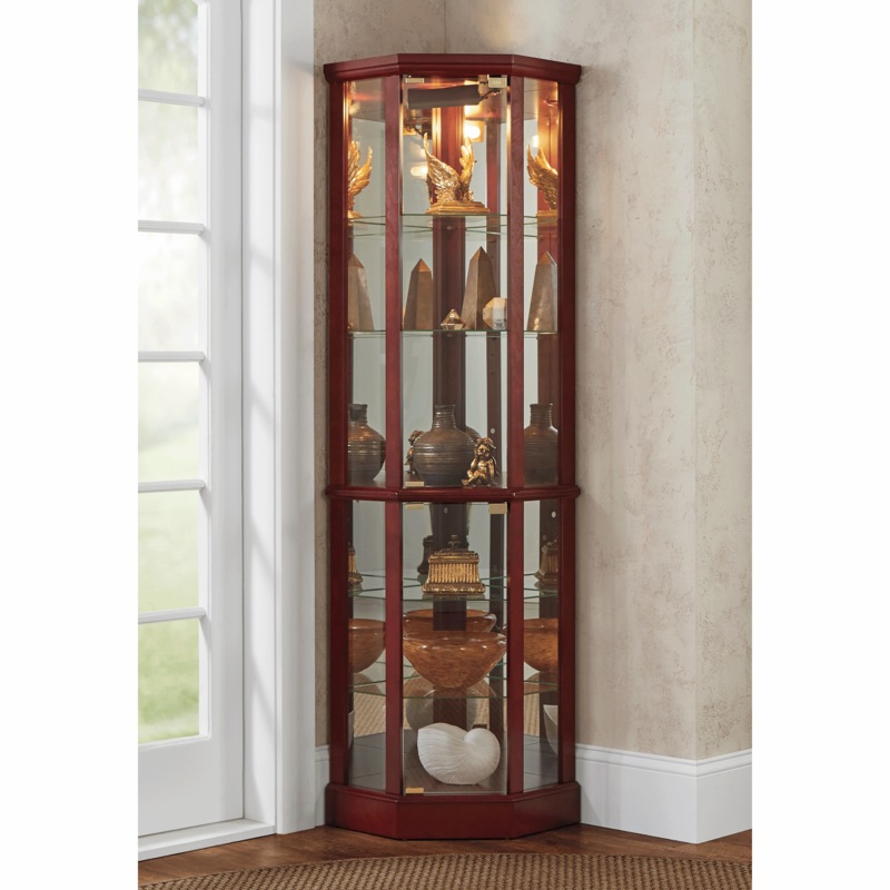 Lighted Corner Curio Display Cabinet with Glass Shelves - MIDNIGHT VELVET CATALOG