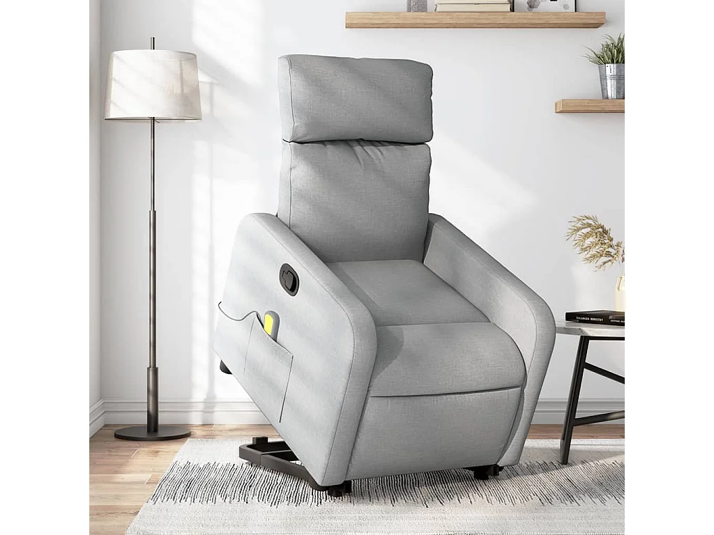 Fauteuil inclinable-Chaise de relax-Fauteuil de Massage Gris clair Tissu SHL5198