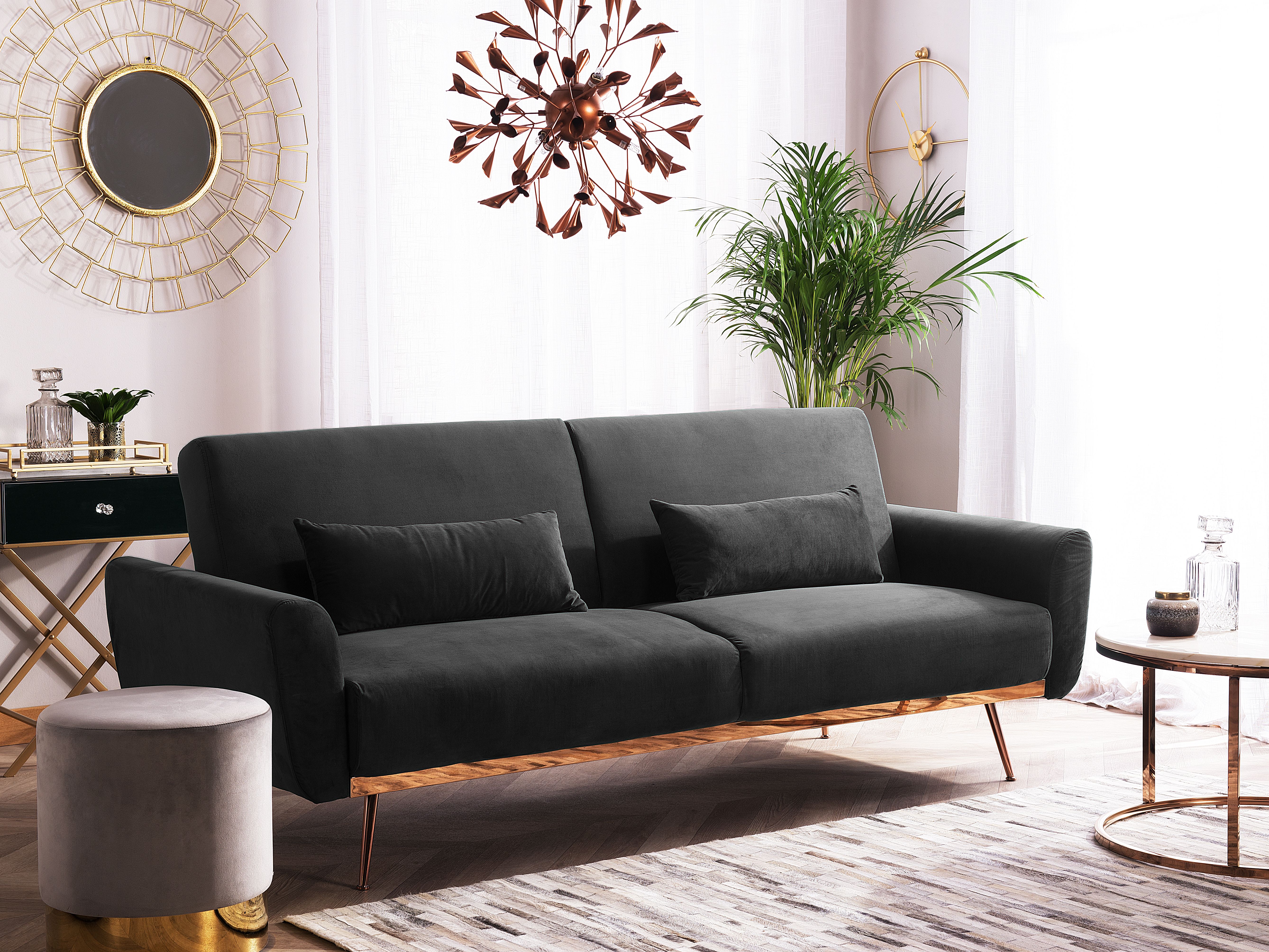 Sofa Bed 3 Seater EINA Velvet Black