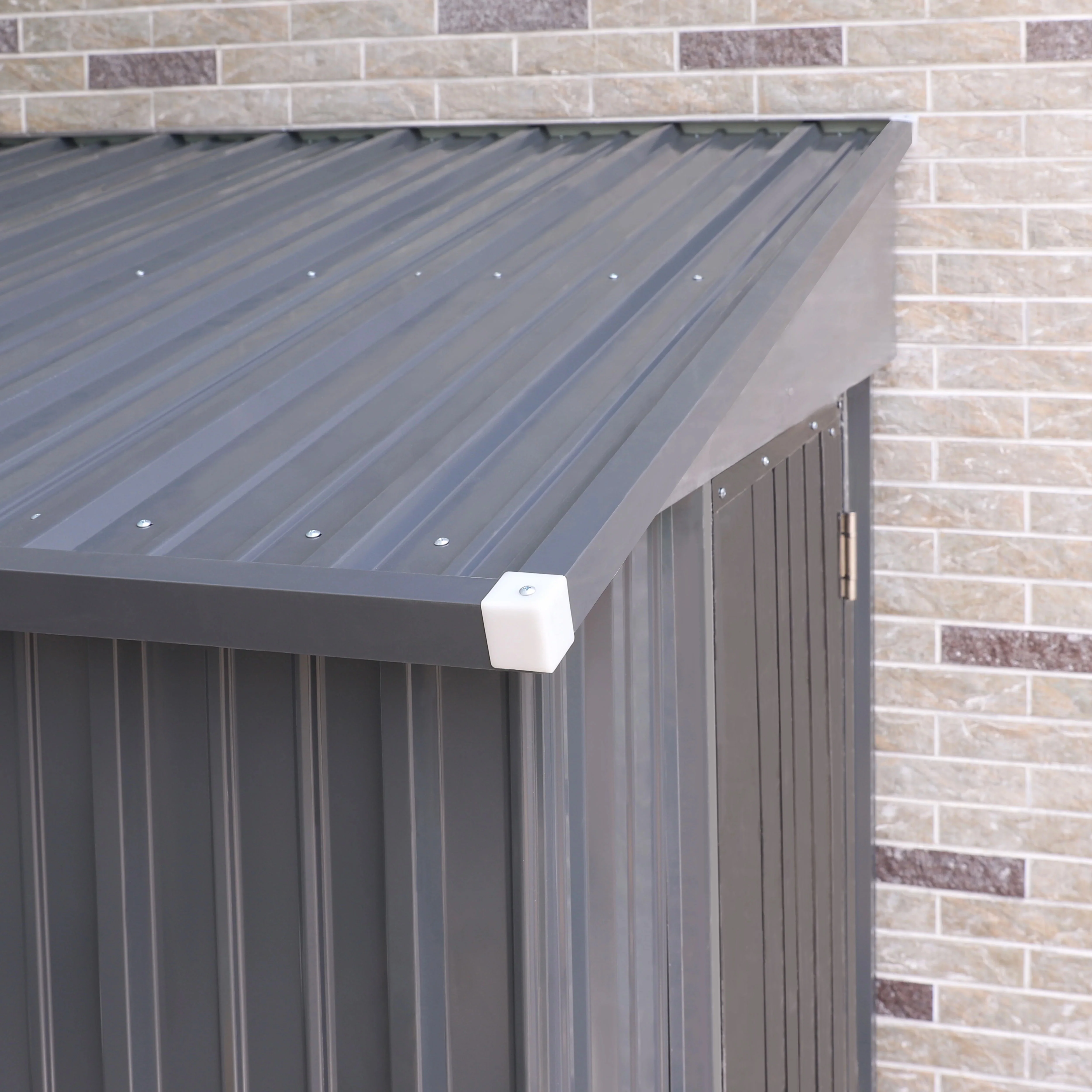 VEIKOUS Outdoor Lean-To Storage Shed 8' x 4', Grey - Image 9 VEIKOUS Outdoor Lean-To Storage Shed 8' x 4', Grey - Image 9