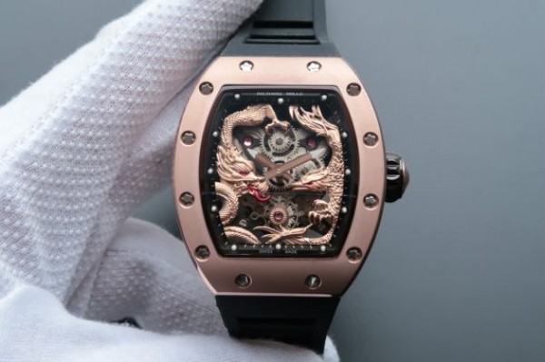 Replica Richard Mille RM057 Dragon Phoenix RG Case RG Dragon Dial Black Rubber Strap - Top club