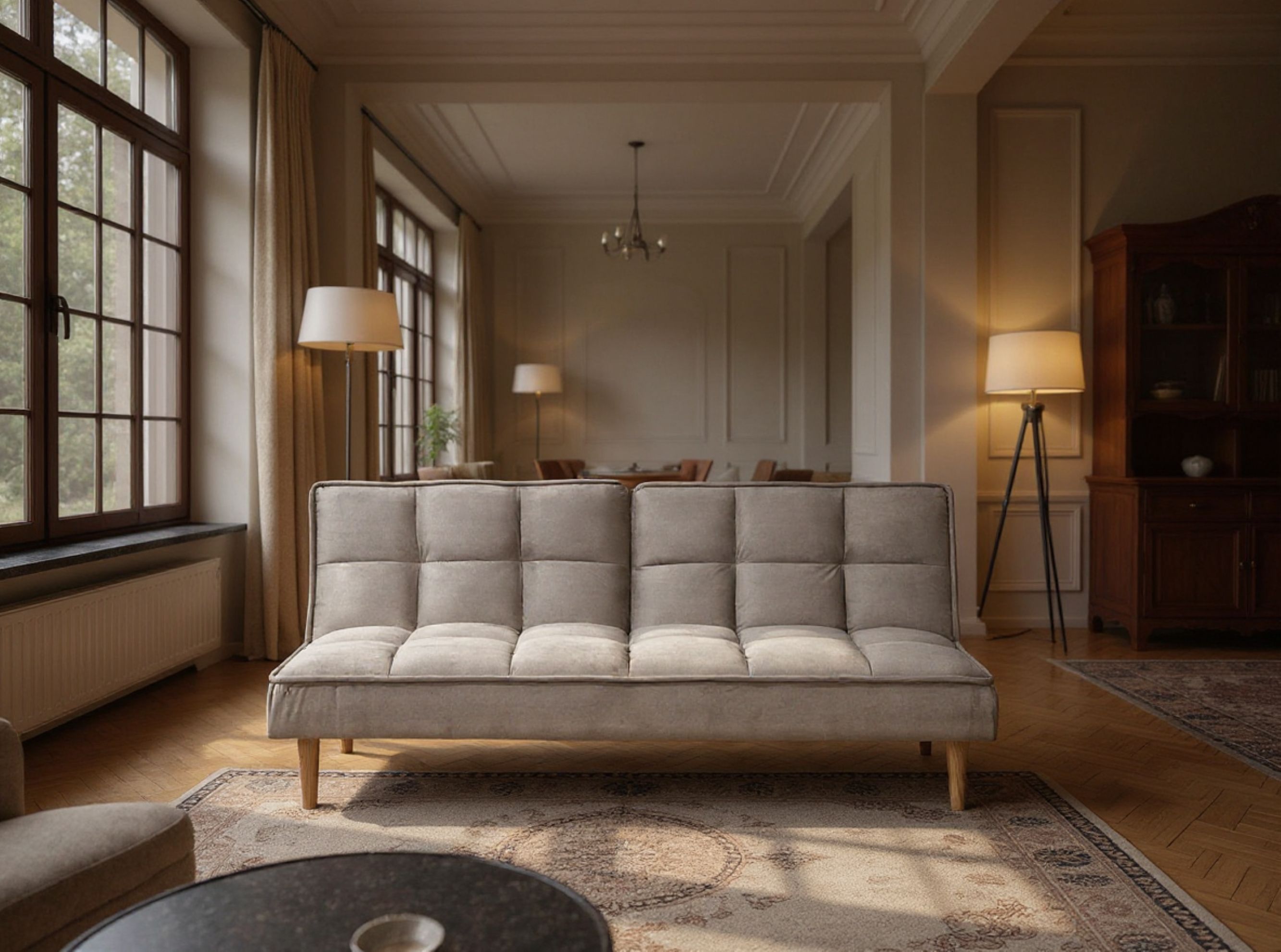 Sofa Bed 3 Seater SILJAN Fabric Light Grey Grey
