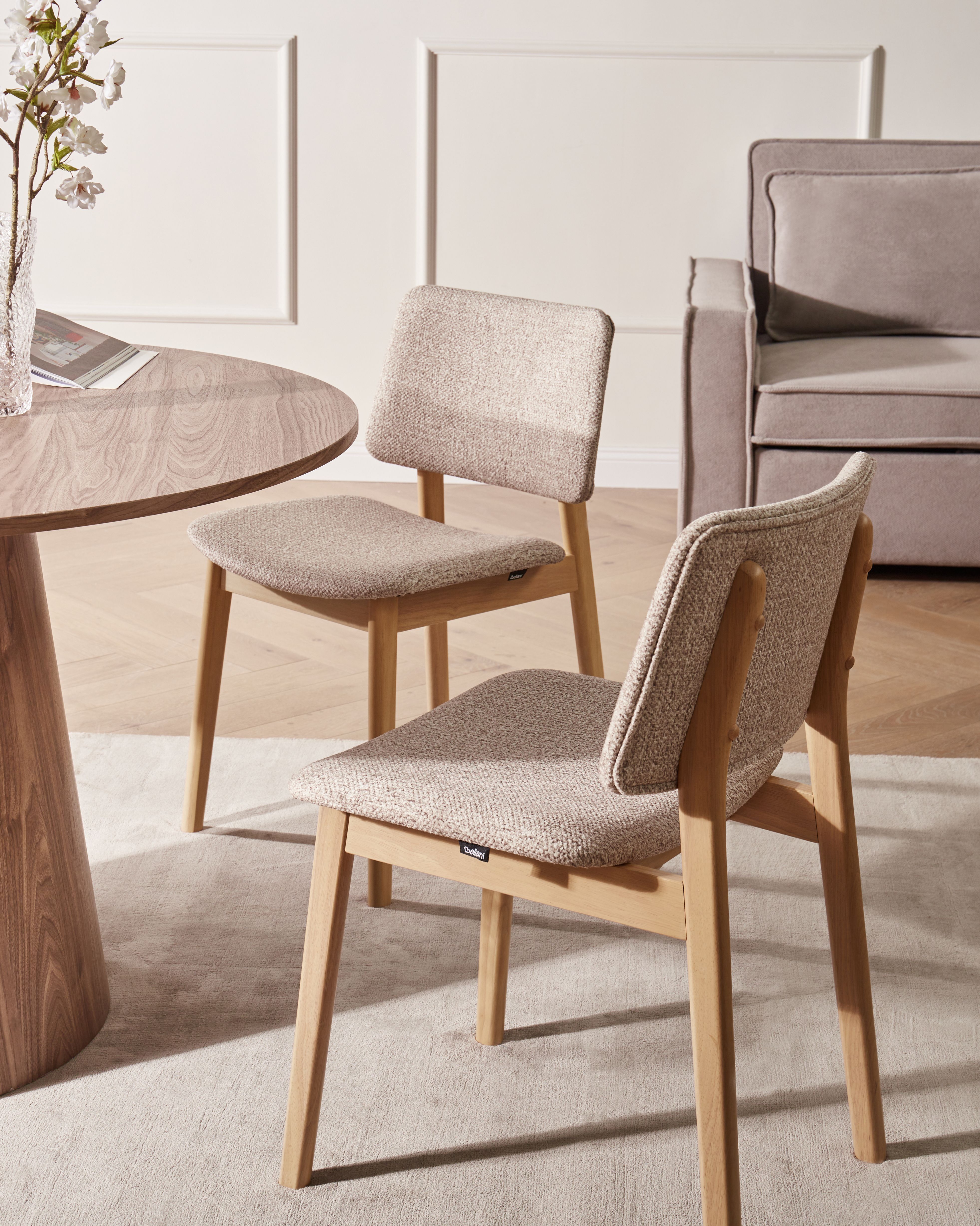 Set of 2 Dining Chairs BLANE Boucle Light Brown/ Taupe