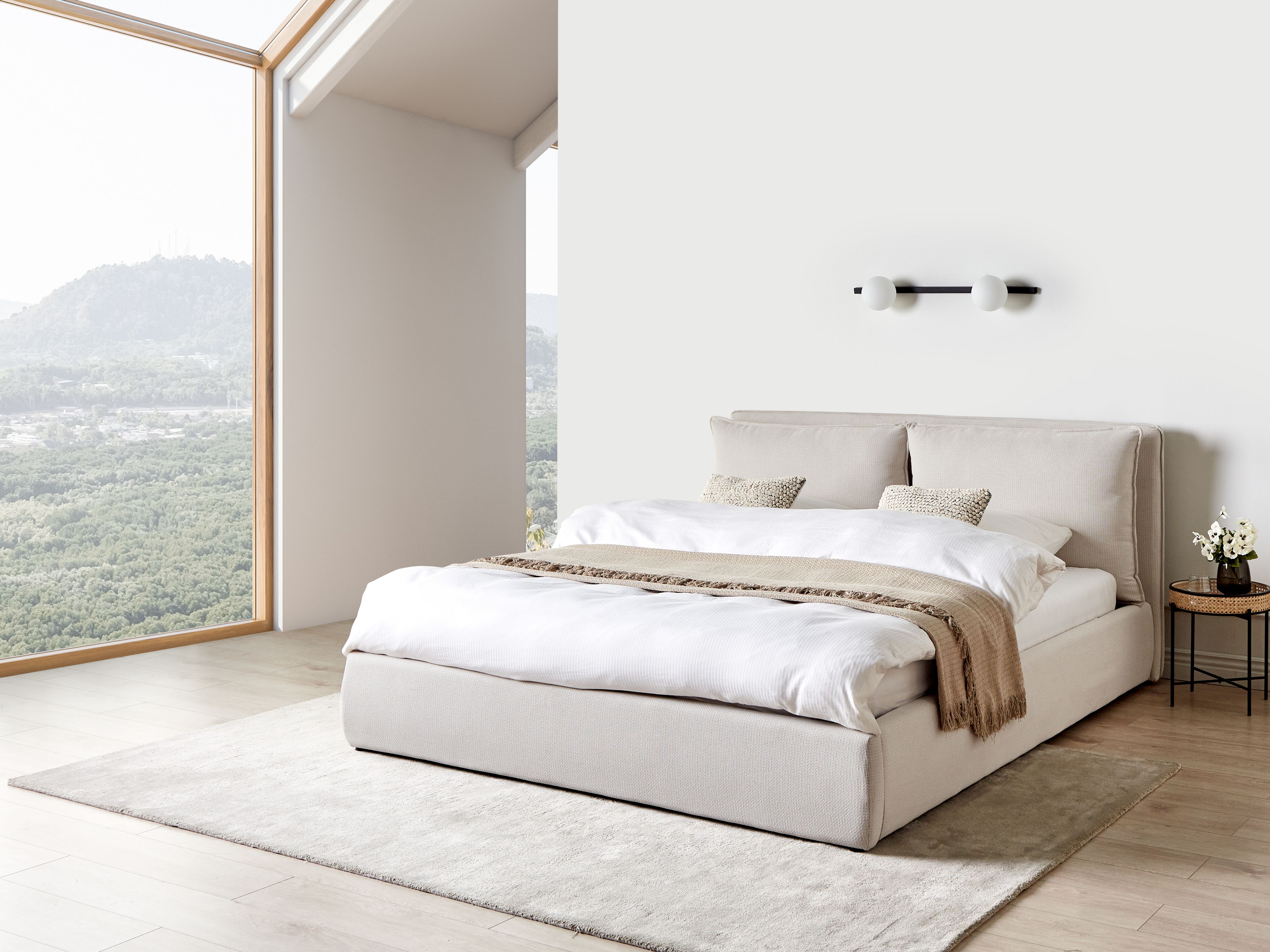 Ottoman Bed Fabric BAJONNA 180 x 200 cm (EU Super King) Beige