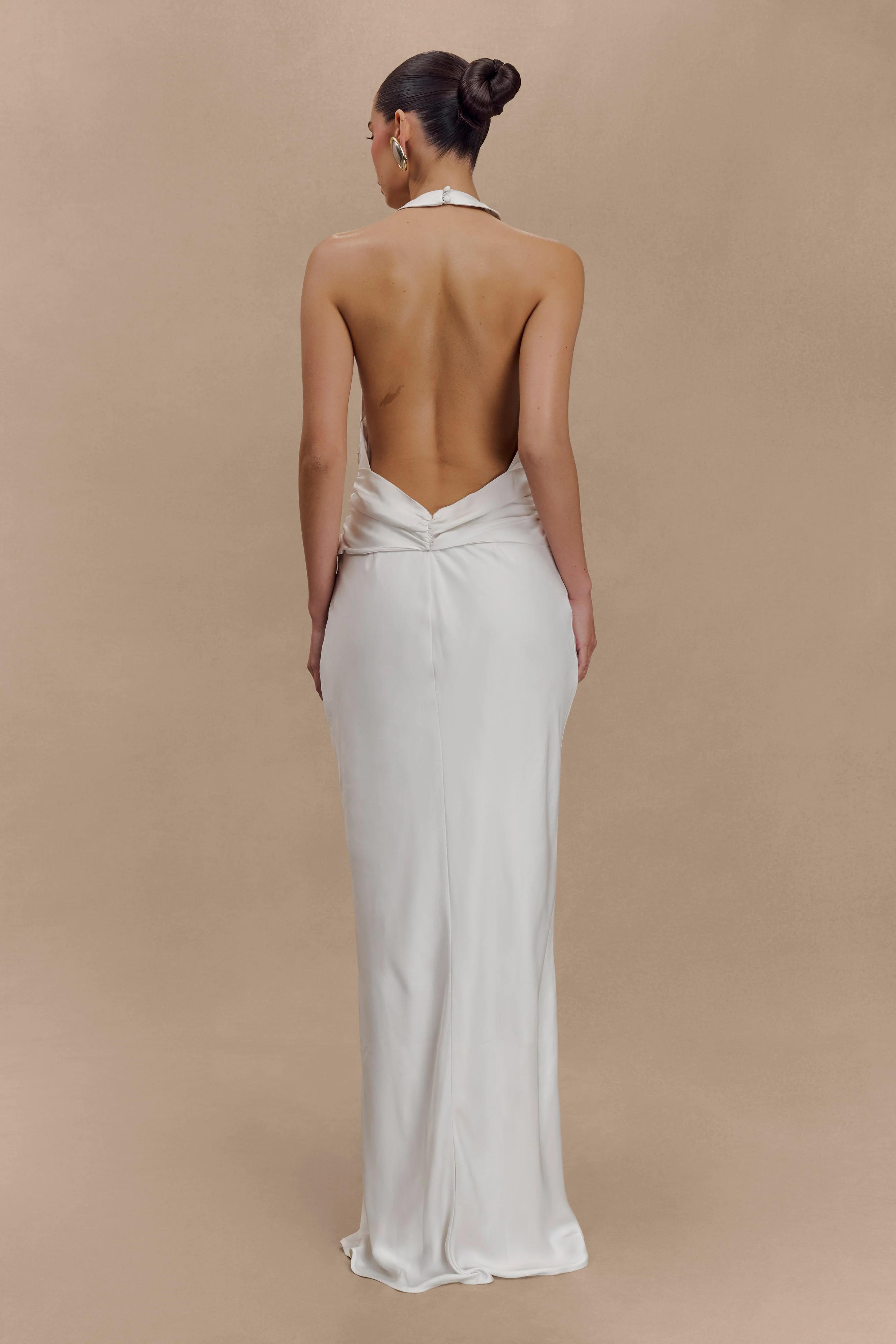 Rinna Satin Halter Maxi Dress - Ivory