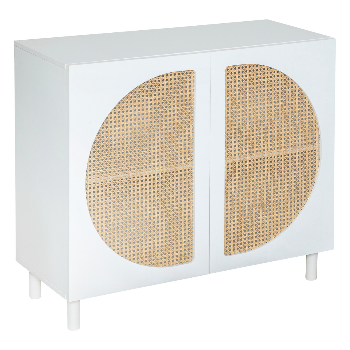 "Cabras" 2-door sideboard White wood, Rattan, 94x86 cm