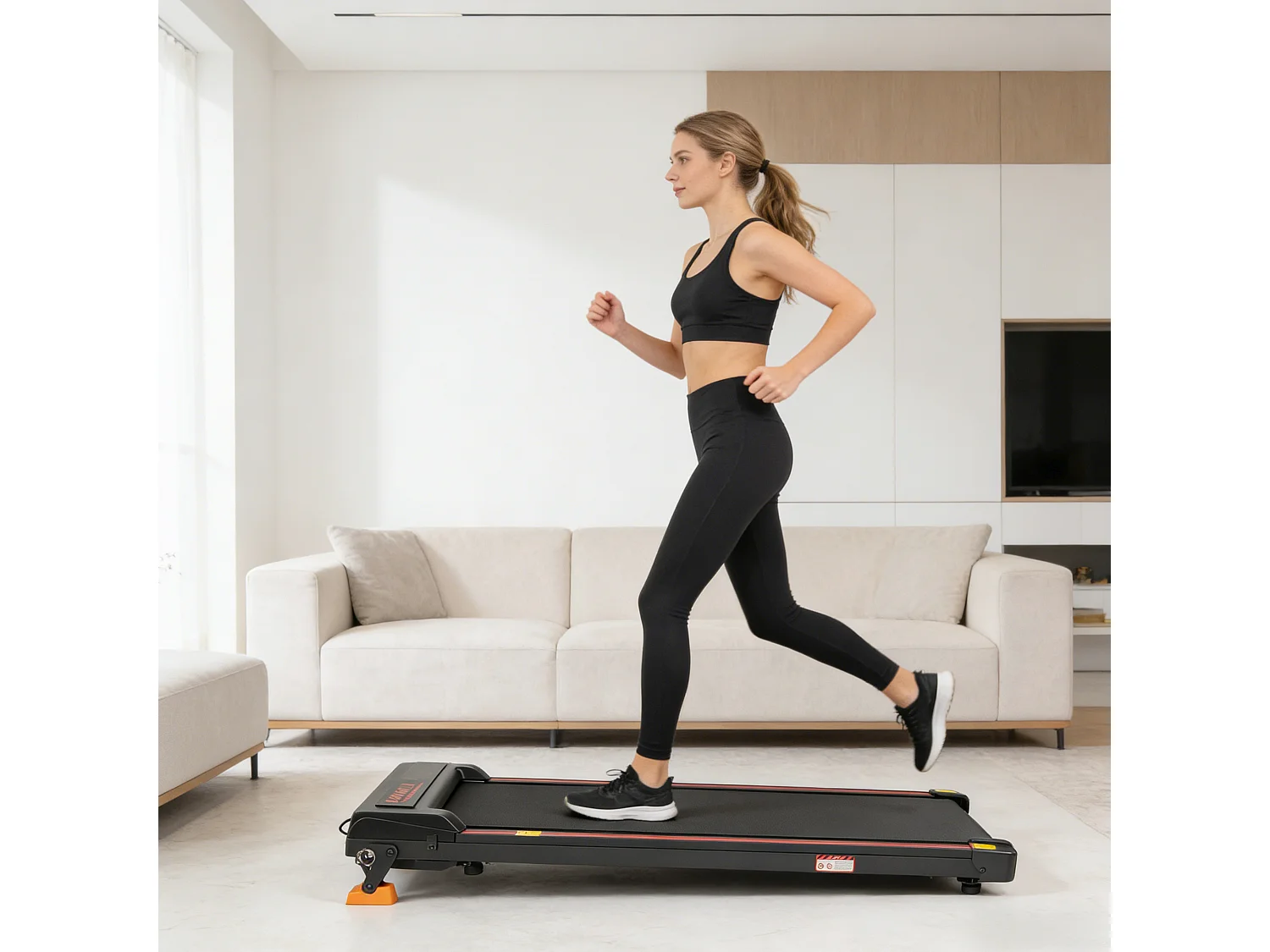 Tapis de course 2 en 1 avec écran LED, 4 niveaux d'inclinaison - Noir