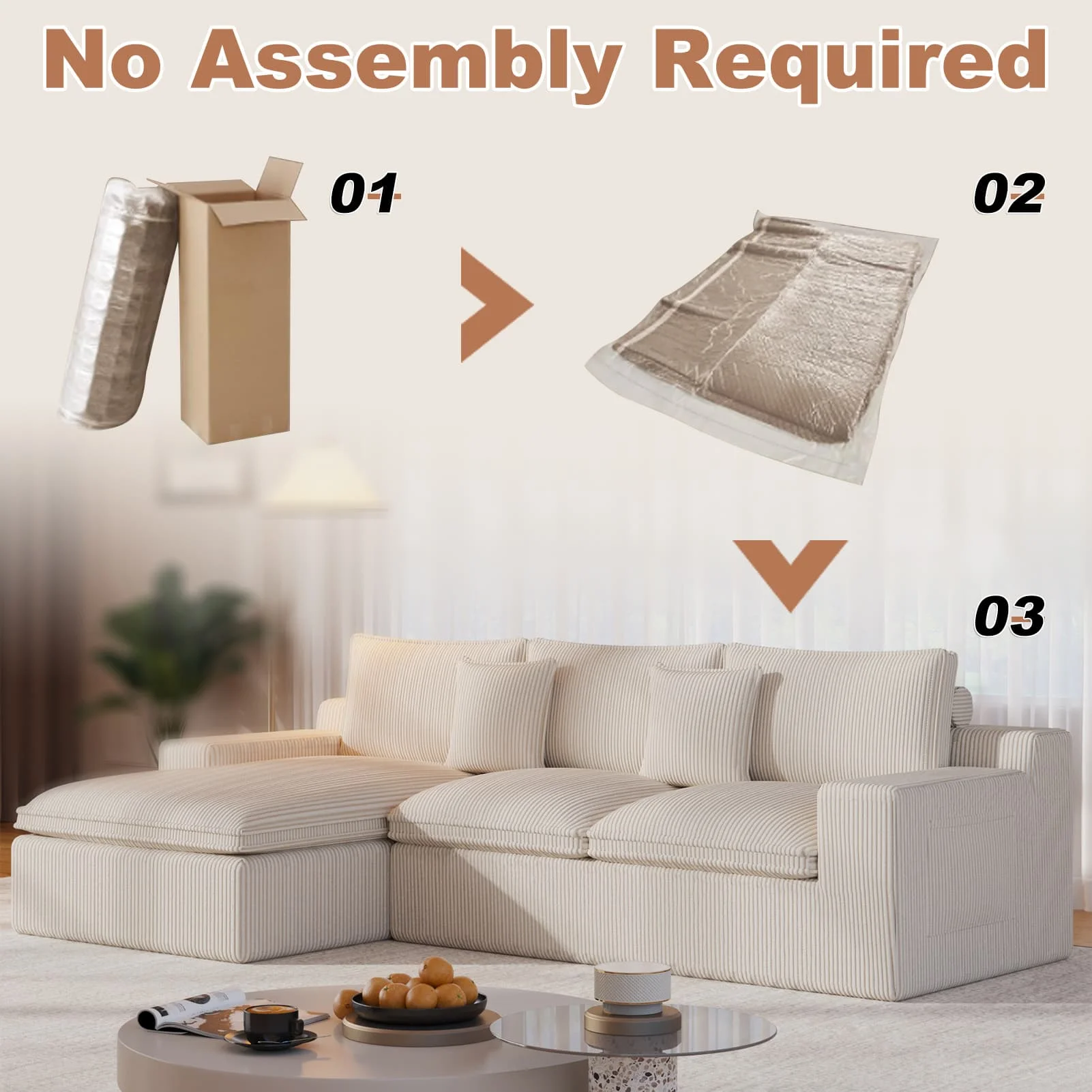 108�� Modular Sectional Sofa, Cloud Sectional Couch with Deep Seat, Modern Modular L-Shape Sofa Couch with Chaise,Upholstered Couches for Living Room Bedroom - Image 6