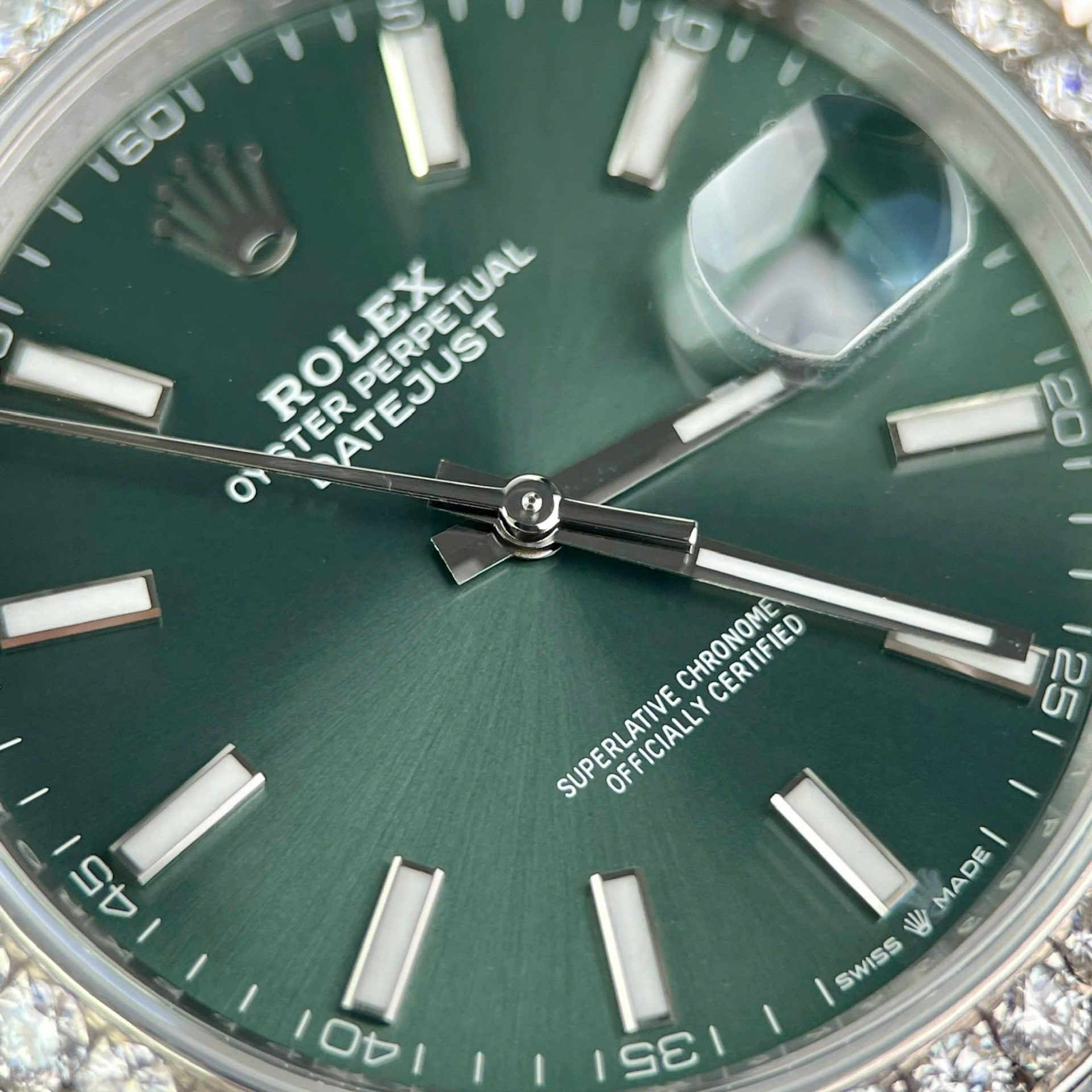 Rolex DateJust Green Dial Copies Watch Moissanite Diamonds Custom Clean Factory 41mm - Top club