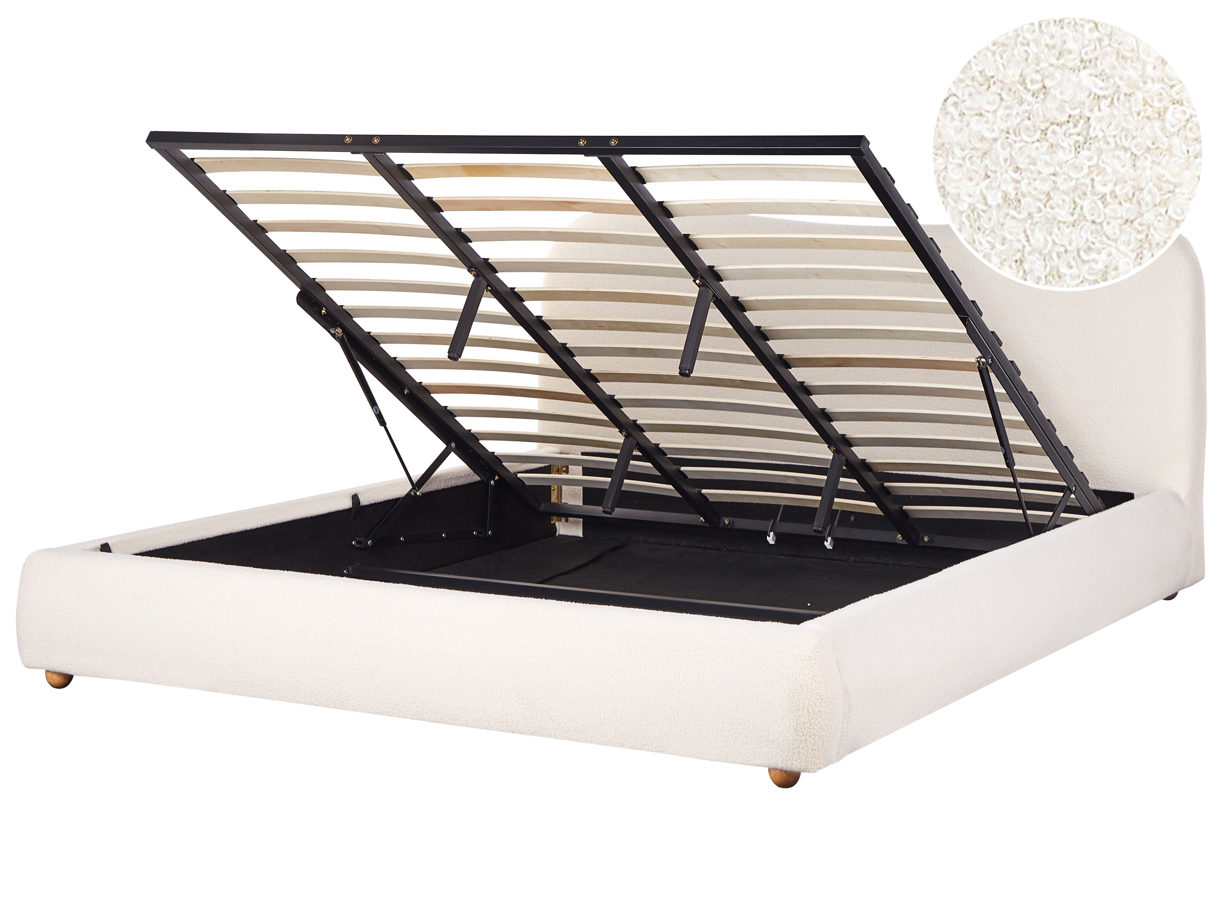 Ottoman Bed Boucle BLAGNAC 180 x 200 cm (EU Super King) Off-White