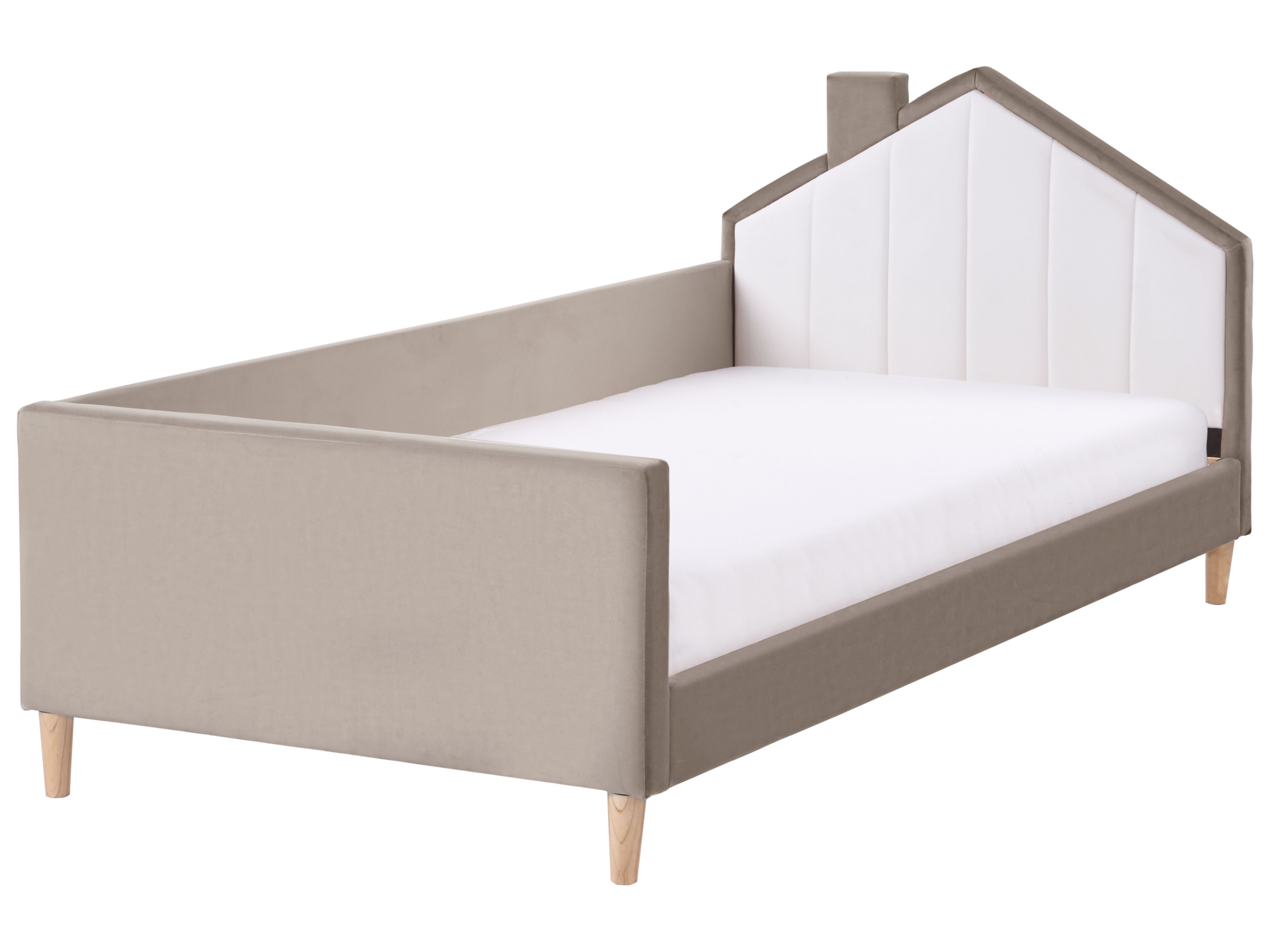 Kids Bed House Velvet KERVAN 90 x 200 cm (EU Single) Taupe