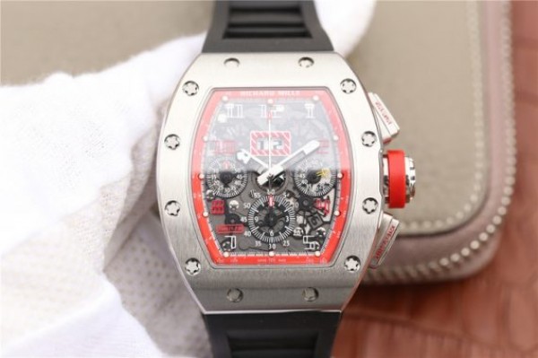 Replica Richard Mille RM011 Felipe Massa Red Inner Bezel Black Rubber Strap A7750 - Top club