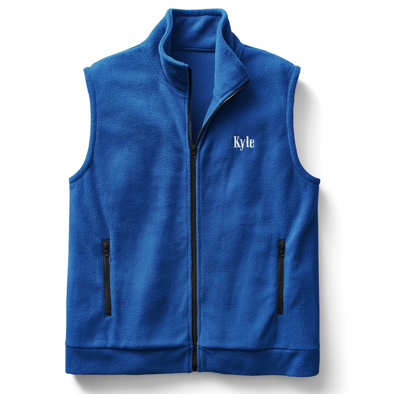 Personalized Men's Fleece Vest with Front Zipper and Embroidered Name - MIDNIGHT VELVET CATALOG