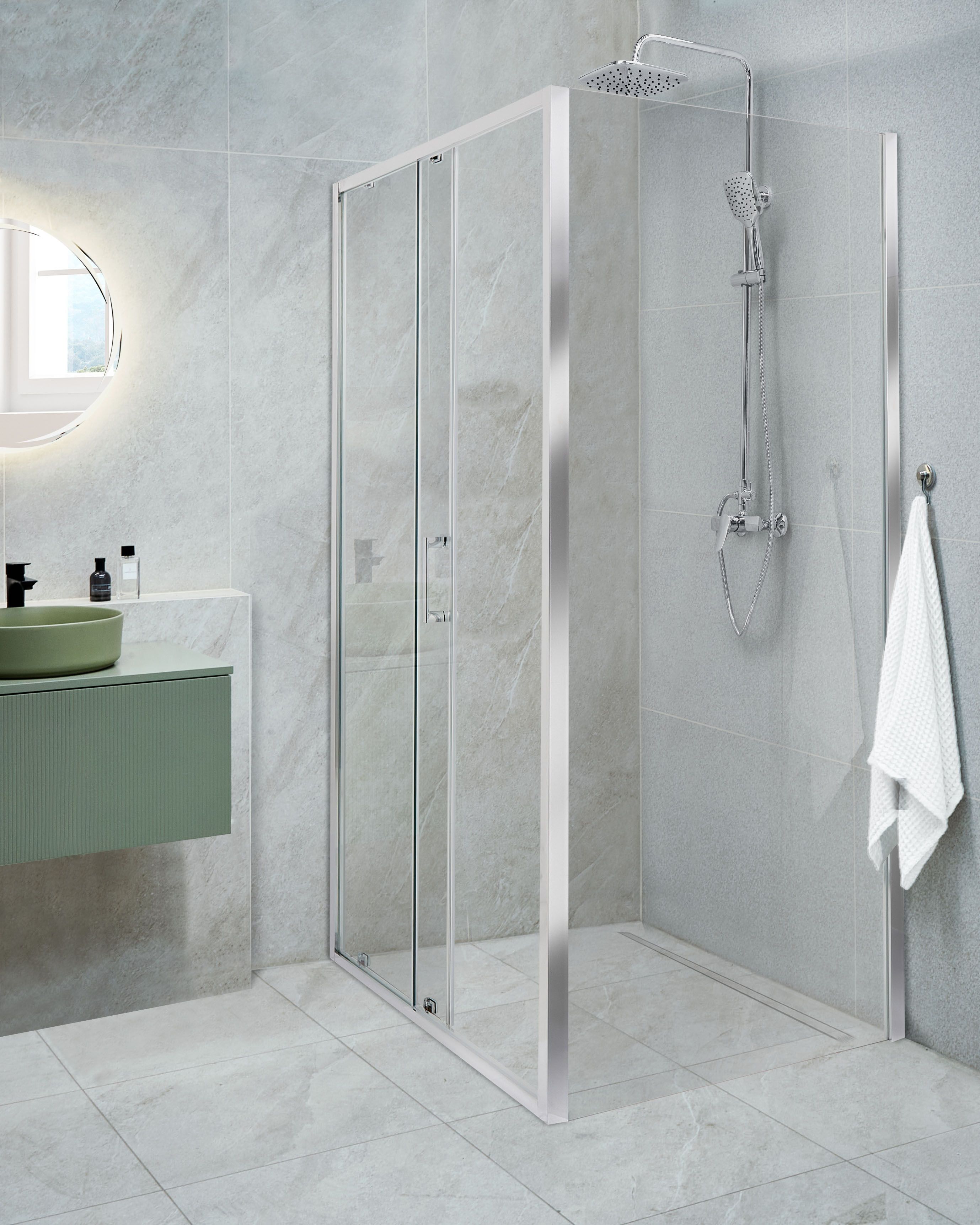 Shower Enclosure YORO 800 x 1000 x 1850 mm Silver