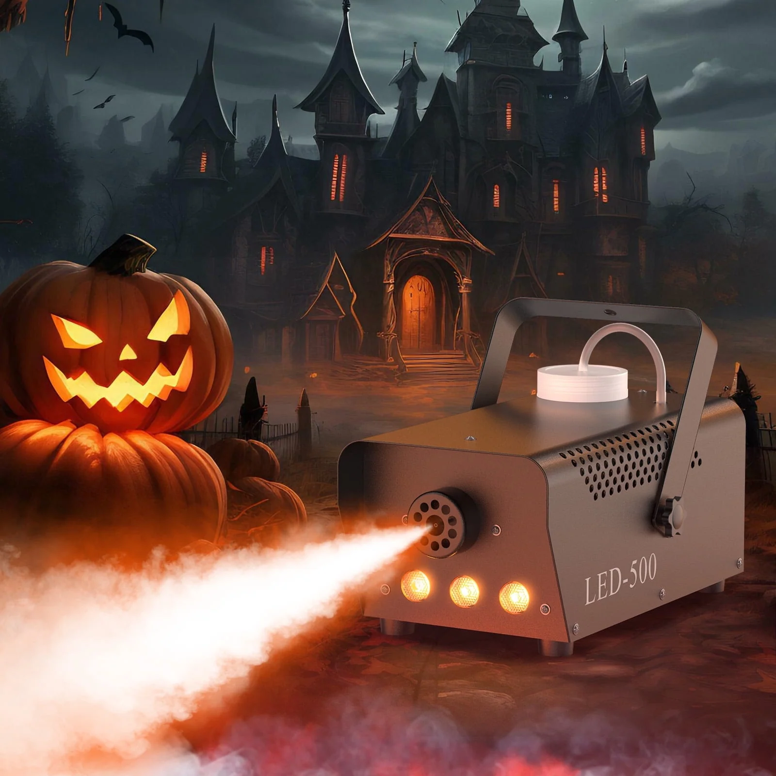 Halloween Fog Machine 500W RGB LED Smoke Machine Stage Lighting Effect with Remote Control for Halloween Wedding DJ Show Concert Bar Party - Image 4 Halloween Fog Machine 500W RGB LED Smoke Machine Stage Lighting Effect with Remote Control for Halloween Wedding DJ Show Concert Bar Party - Image 4