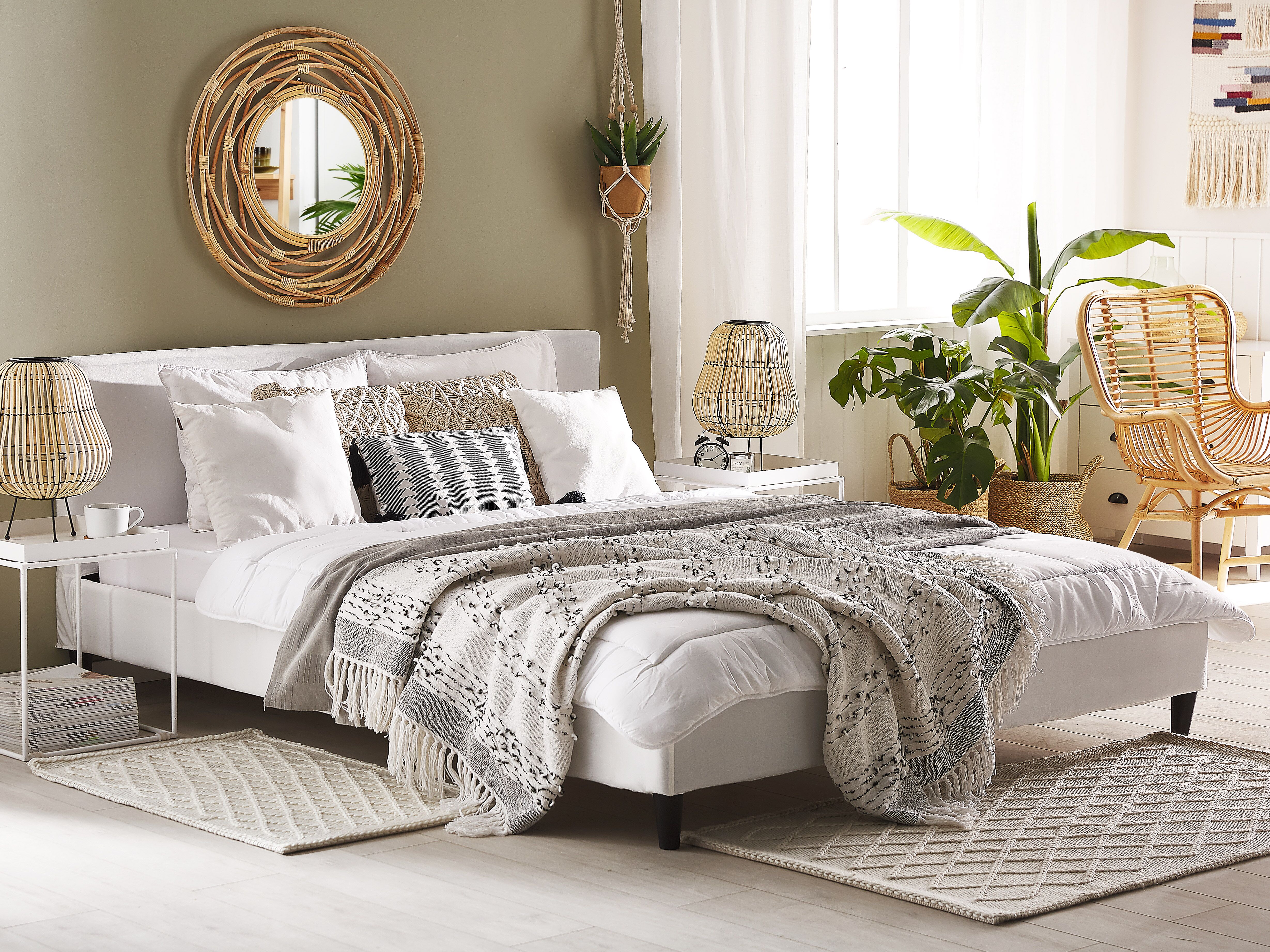Bed Frame Cover Velvet FITOU 180 x 200 cm White