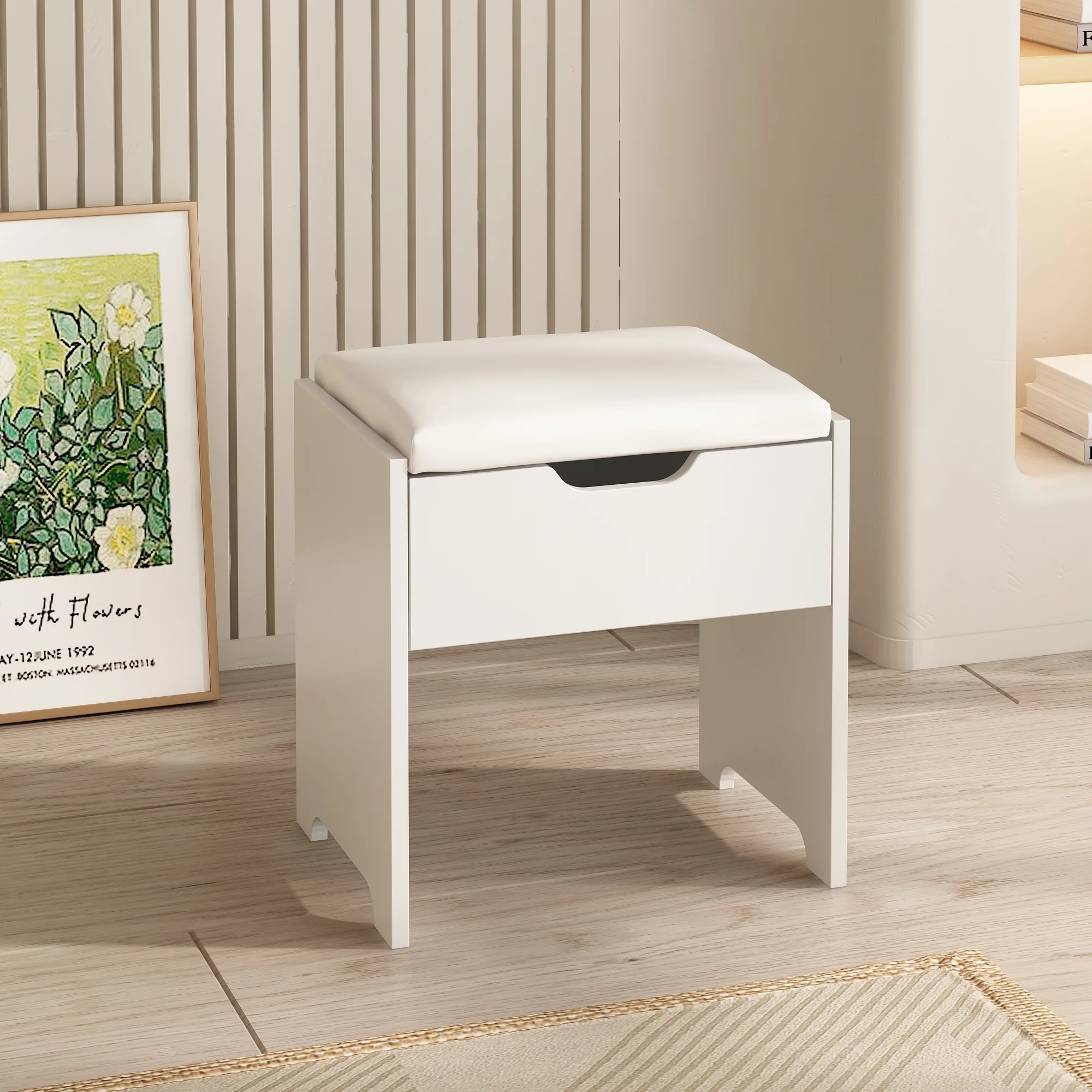 VEANERWOOD Large Makeup Vanity Set with Light Modern Makeup Vanity Table with Storage and Adjustable Lighting Colors for Bedroom 45.2in, White - Image 10