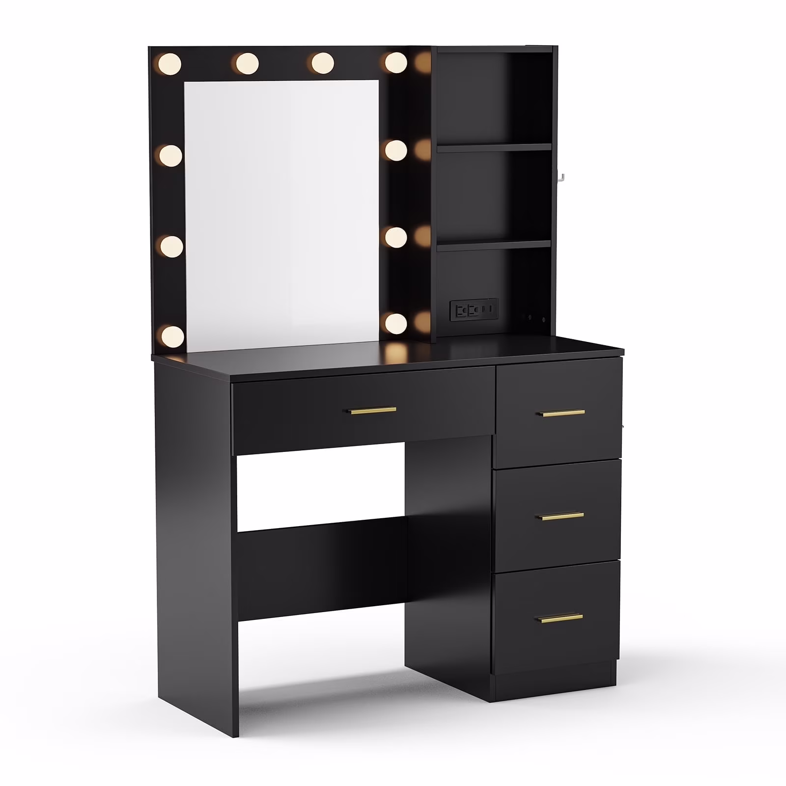 Makeup Vanity with Mirror and 3 Color Lights,Vanity Dressing Table with USB Charging Station,4 Drawers,Open Storage Shelves,White - Image 7