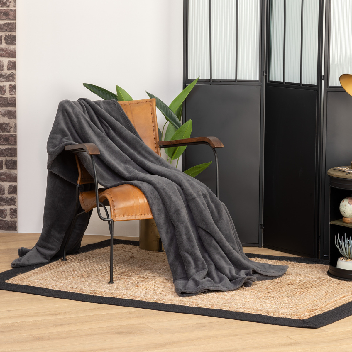 Microfibre plaid Slate grey, 180x230 cm