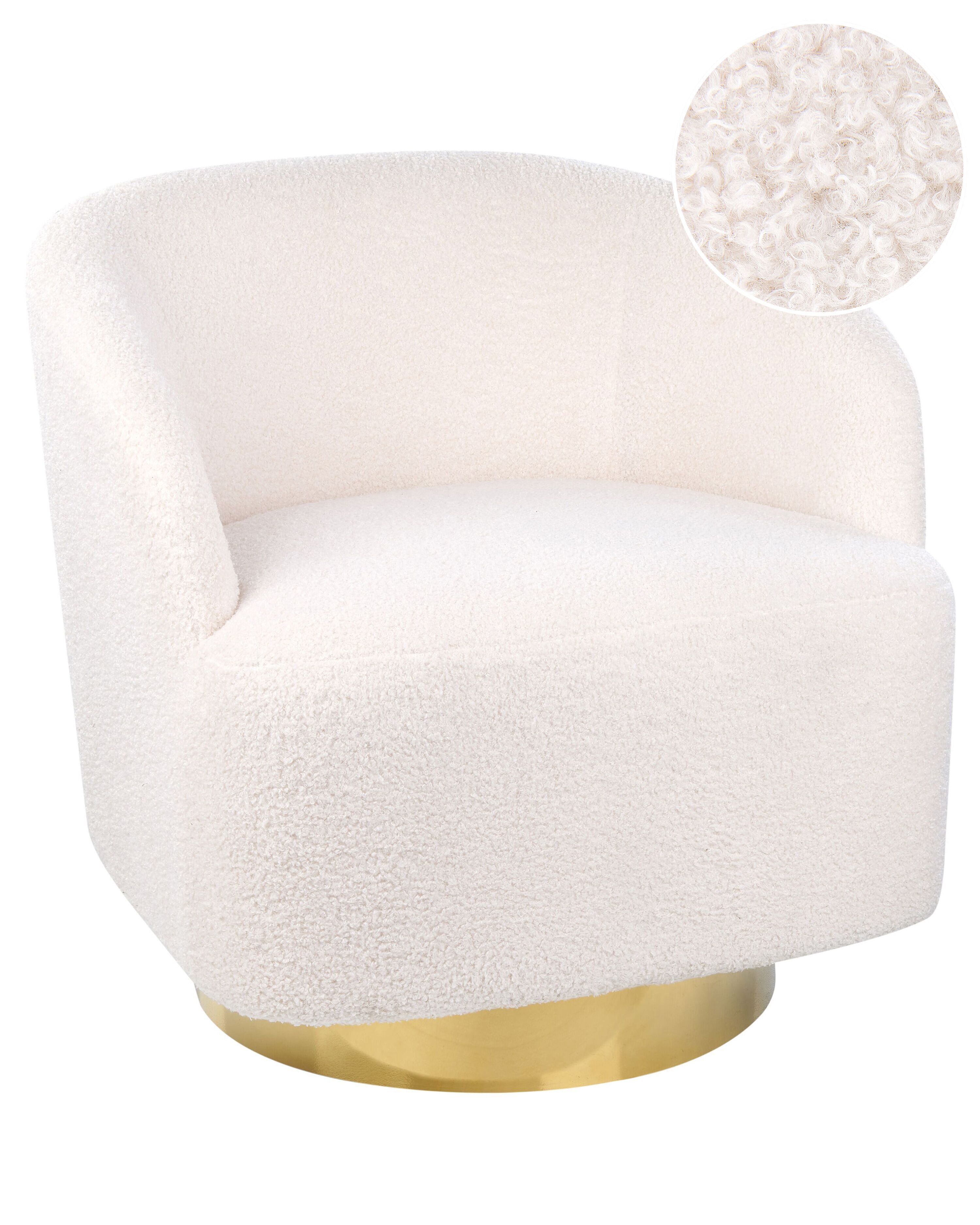 Swivel Armchair LAVIK Boucle Off-White